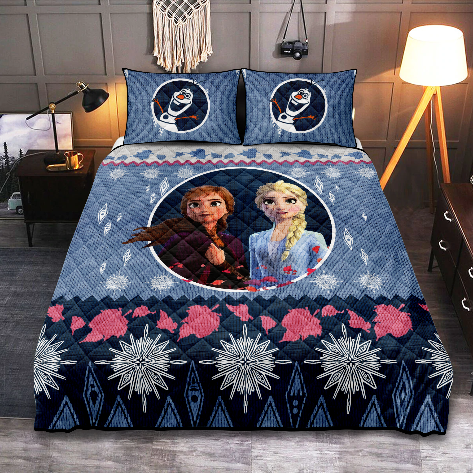 Frozen Elsa Anna Christmas Quilt Bed Sets Nearkii