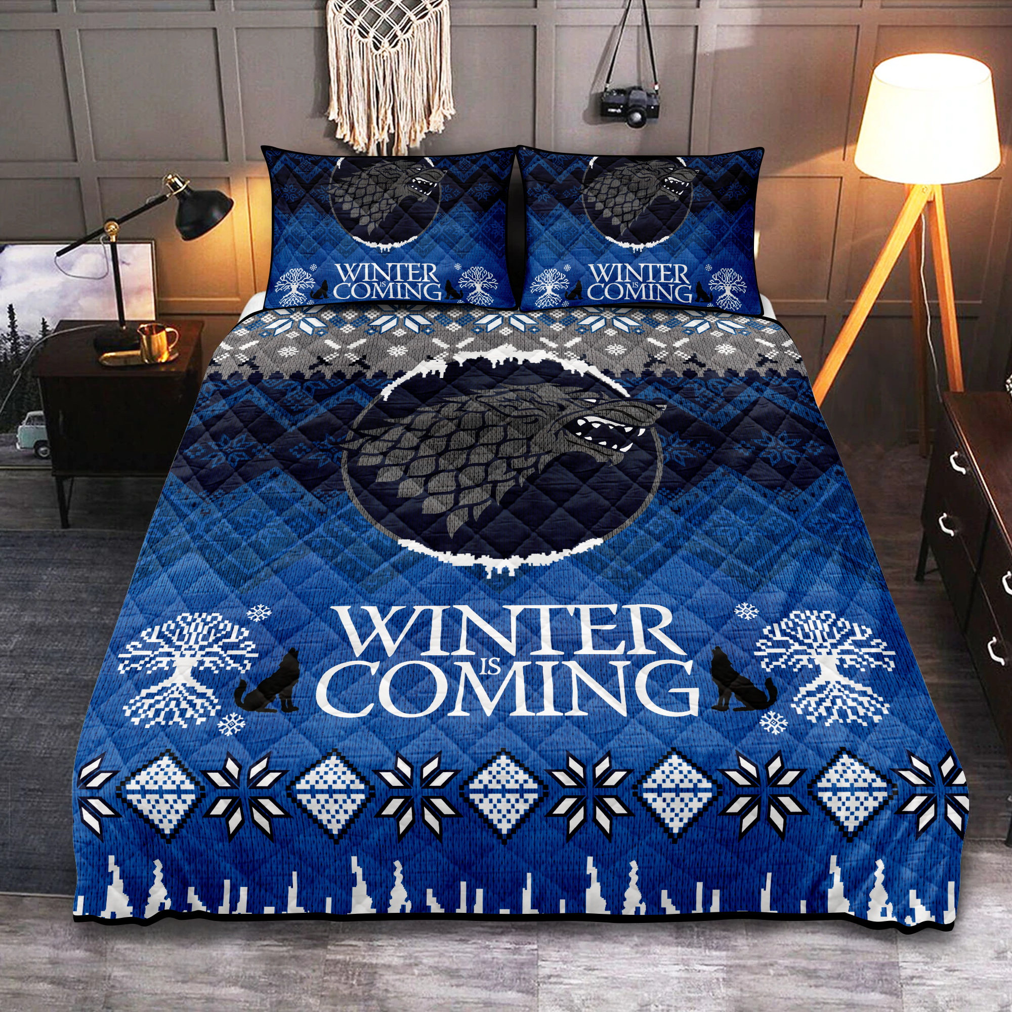 Game Of Thrones Stark Winter Is Coming Christmas Quilt Bed Sets Nearkii