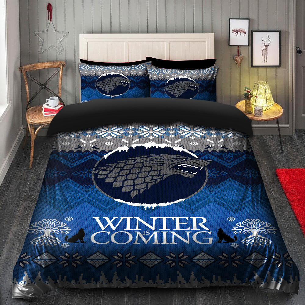 Game Of Thrones Stark Winter Is Coming Christmas Bedding Set Duvet Cover And 2 Pillowcases Nearkii
