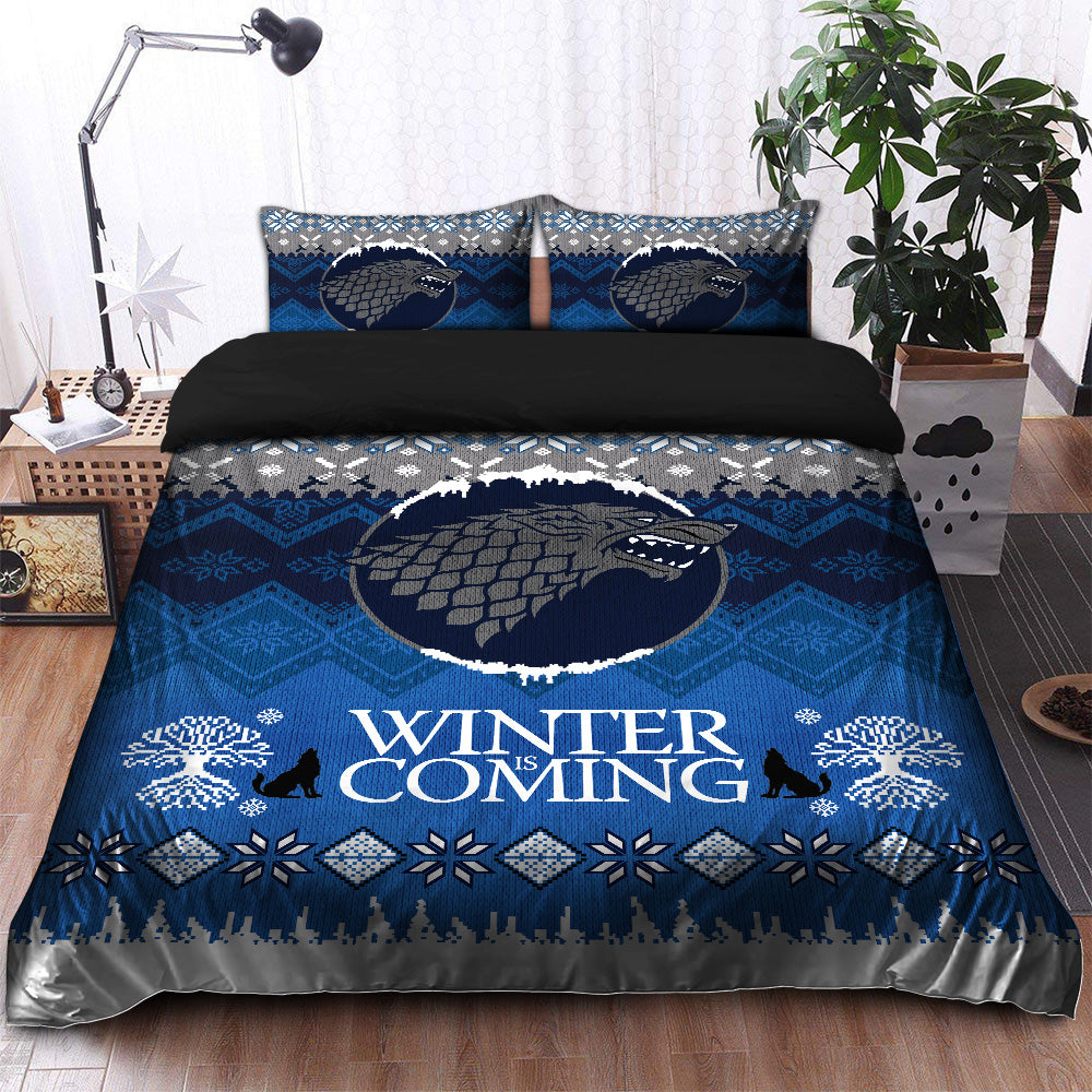 Game Of Thrones Stark Winter Is Coming Christmas Bedding Set Duvet Cover And 2 Pillowcases Nearkii