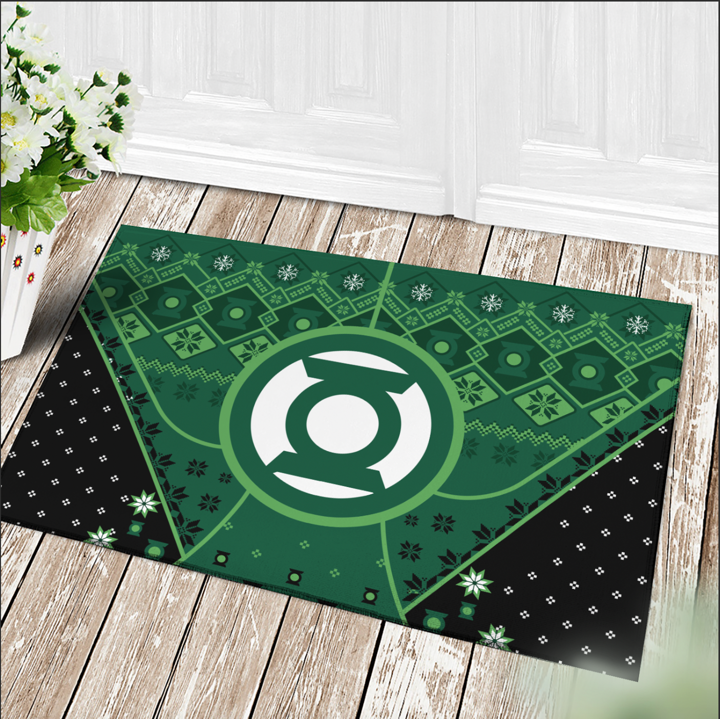 Green Latern Christmas Doormat Home Decor Nearkii