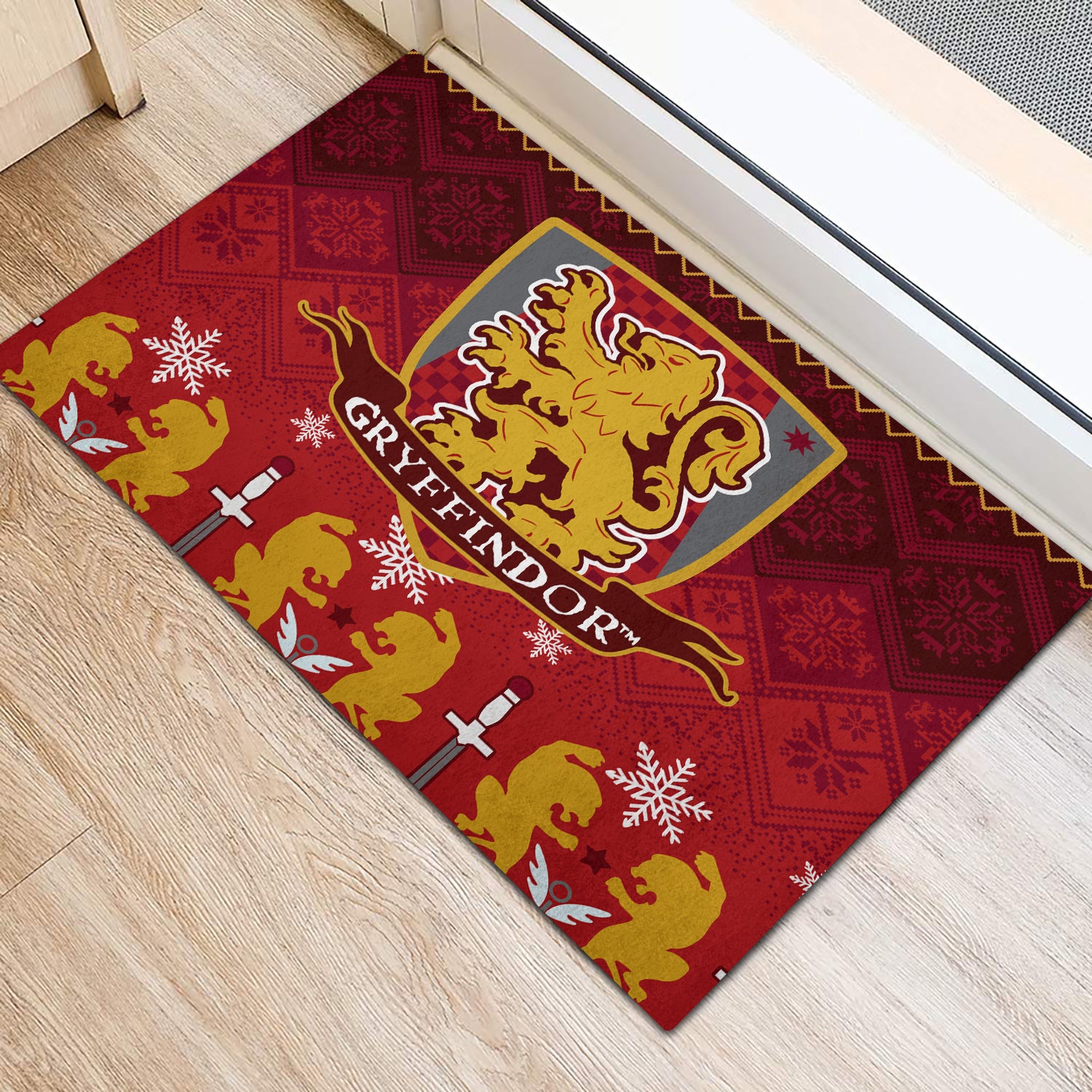 Gryffindor Harry Potter Christmas Blue Doormat Home Decor Nearkii