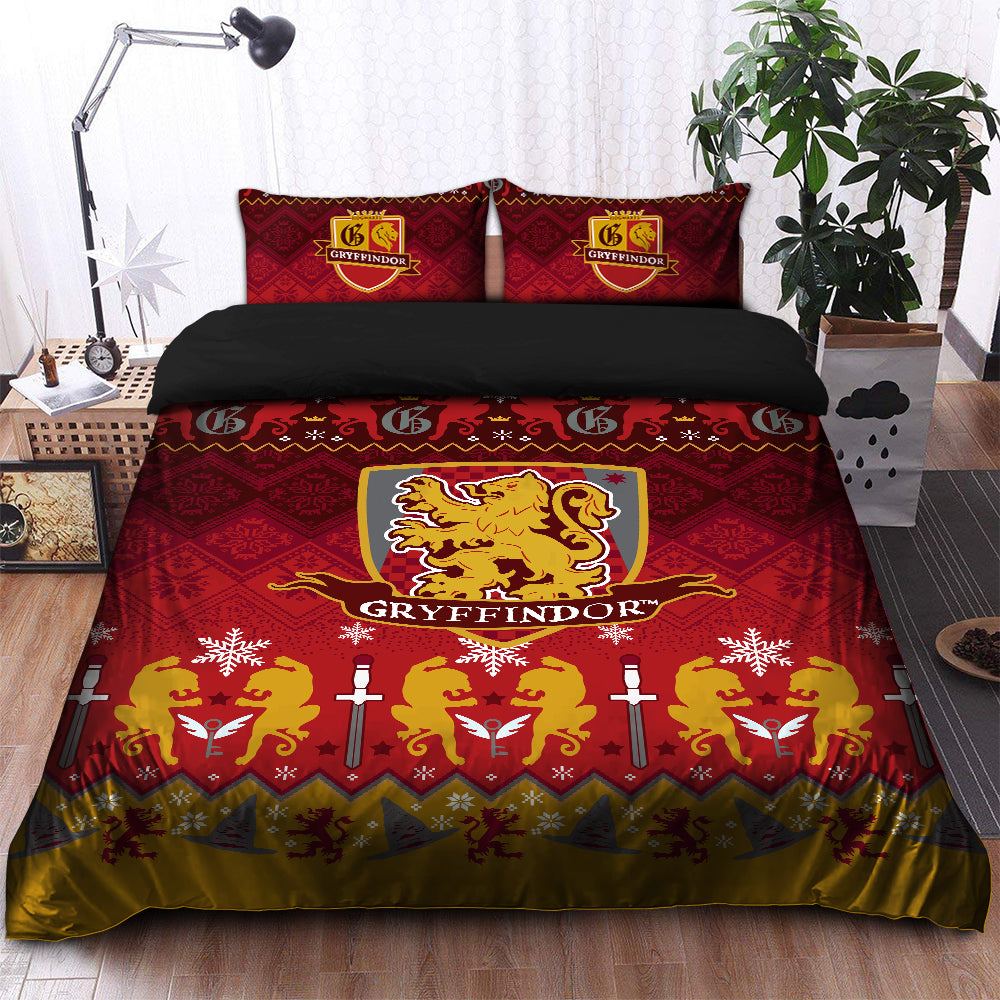 Gryffindor Christmas Bedding Set Duvet Cover And 2 Pillowcases Nearkii