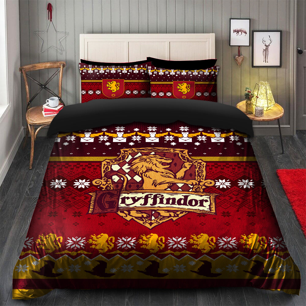 Gryffindor Harry Potter Christmas Bedding Set Duvet Cover And 2 Pillowcases Nearkii