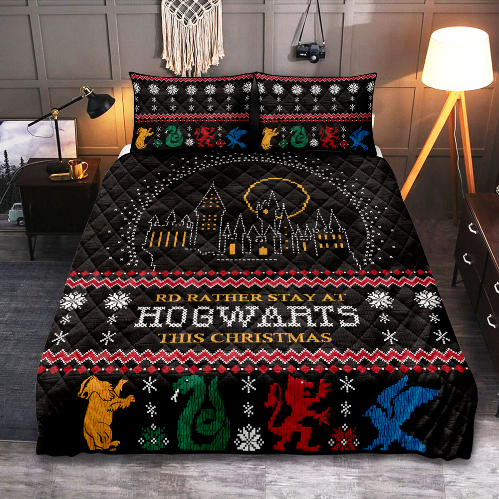 Harry Potter Howarts Christmas Quilt Bed Sets Nearkii