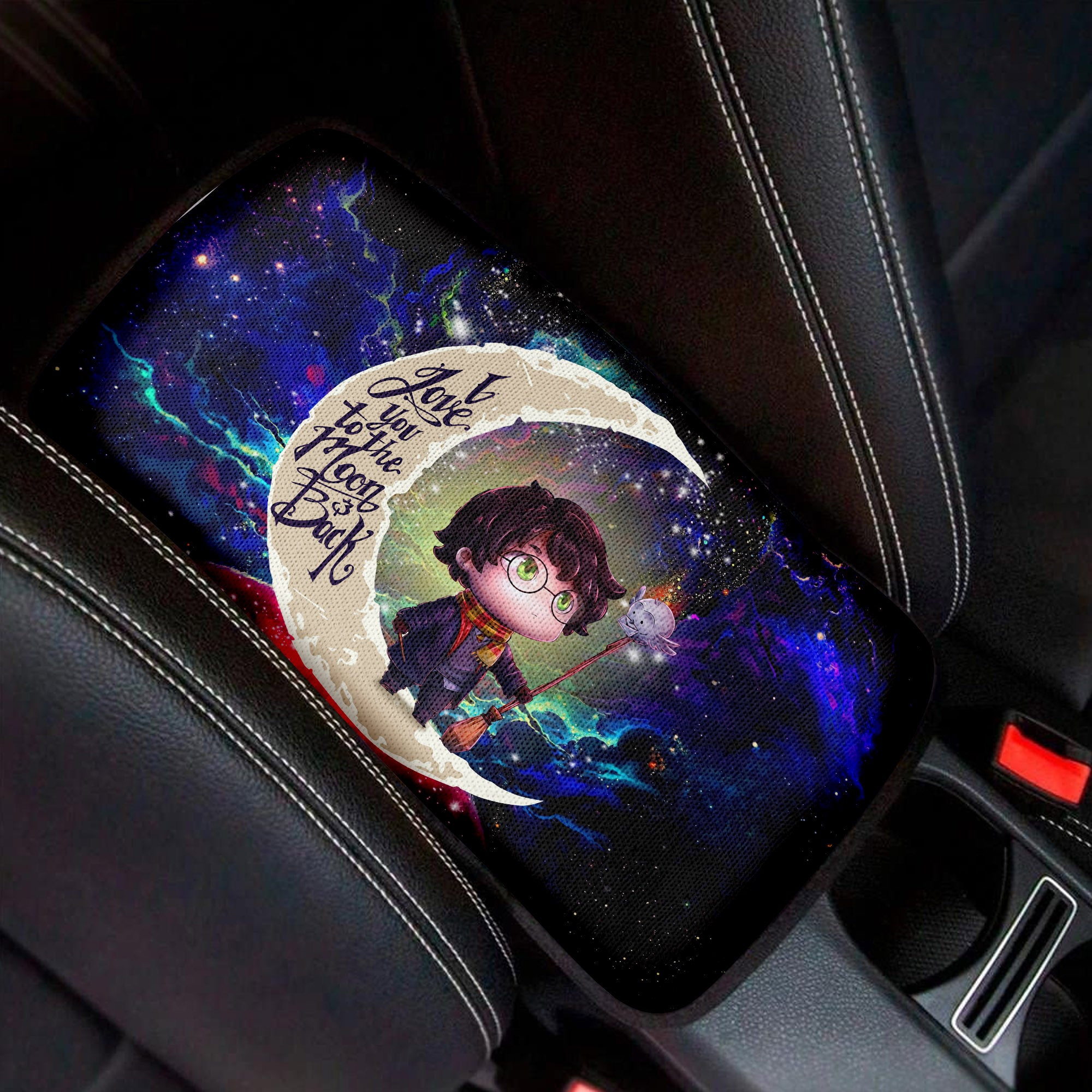 Harry Potter Chibi Love To Moon Back Galaxy Premium Custom Armrest Center Console Cover Car Accessories Nearkii
