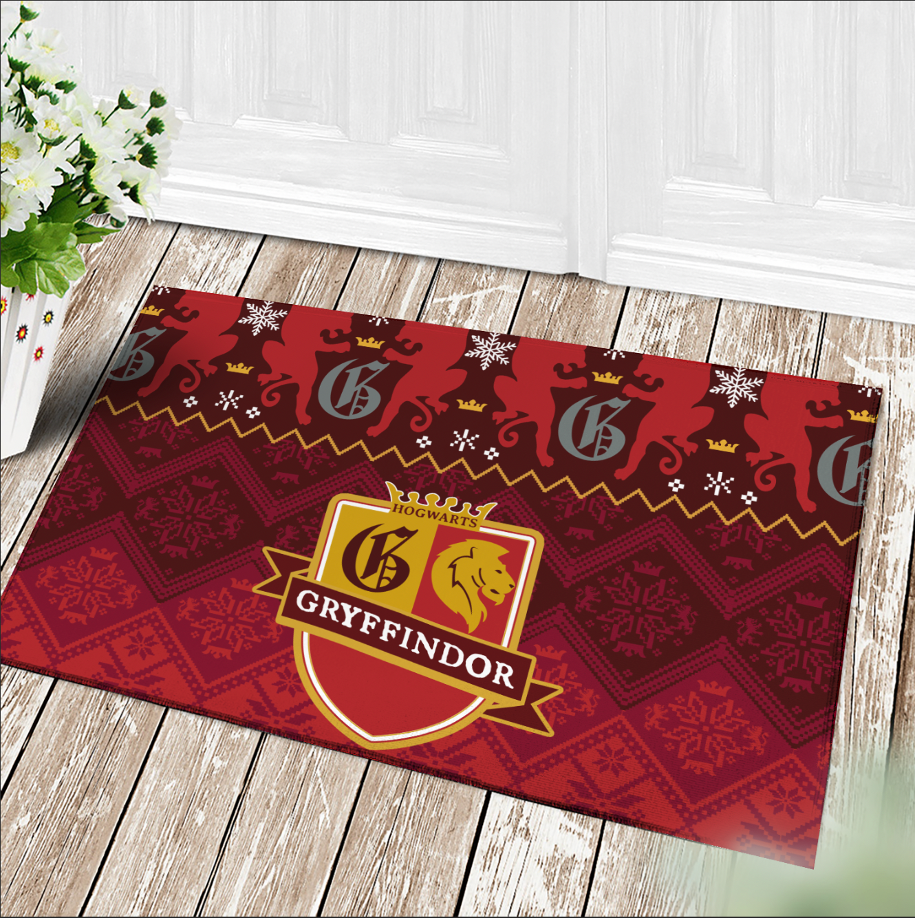 Harry Potter Gryffindor Christmas Doormat Home Decor Nearkii