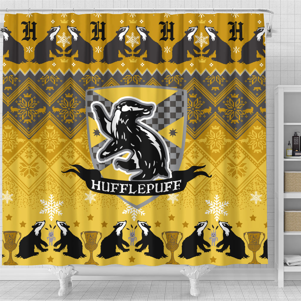 Premium Harry Potter Hufflepuff Yellow Christmas Shower Curtain Nearkii