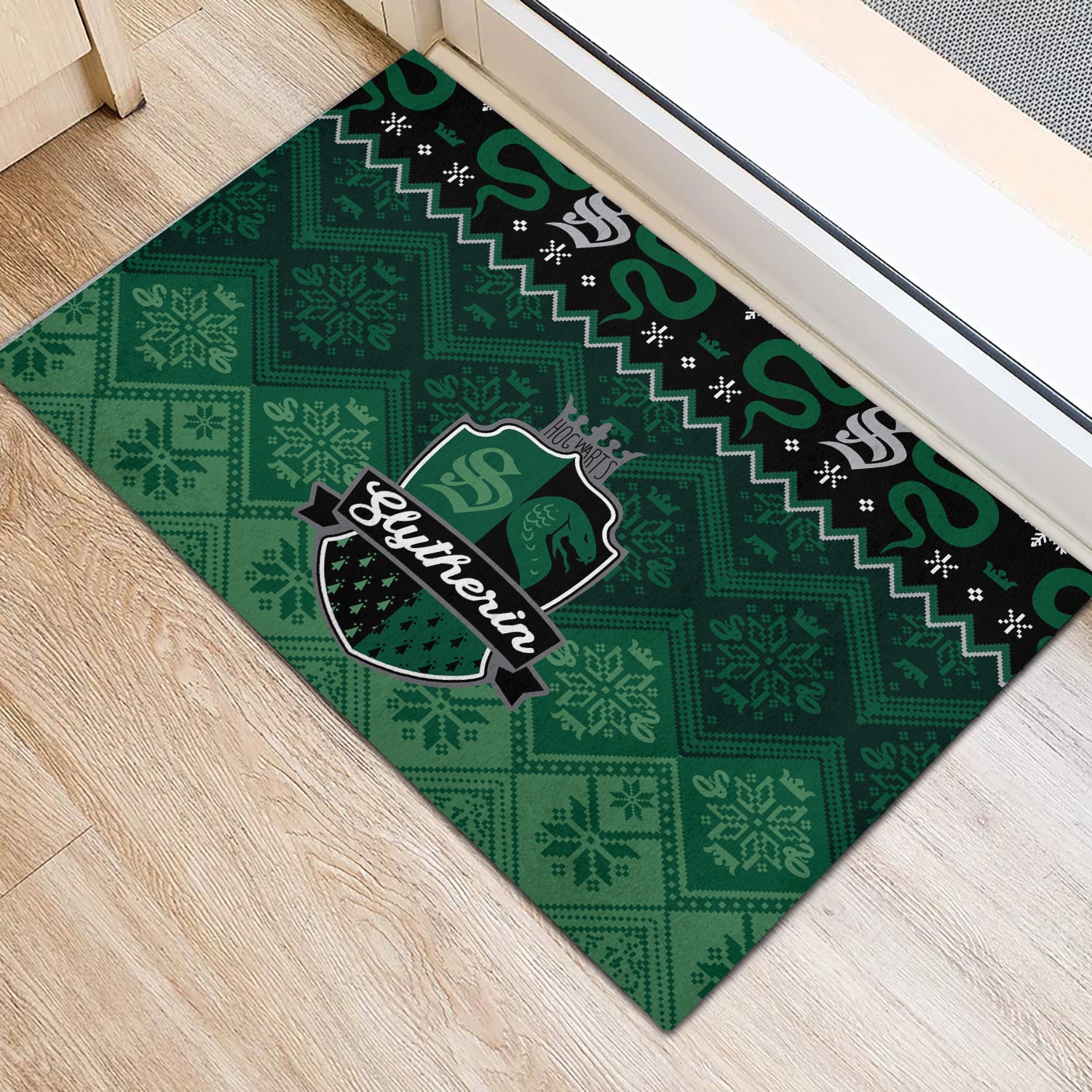 Harry Potter Slytherin Green Christmas Doormat Home Decor Nearkii