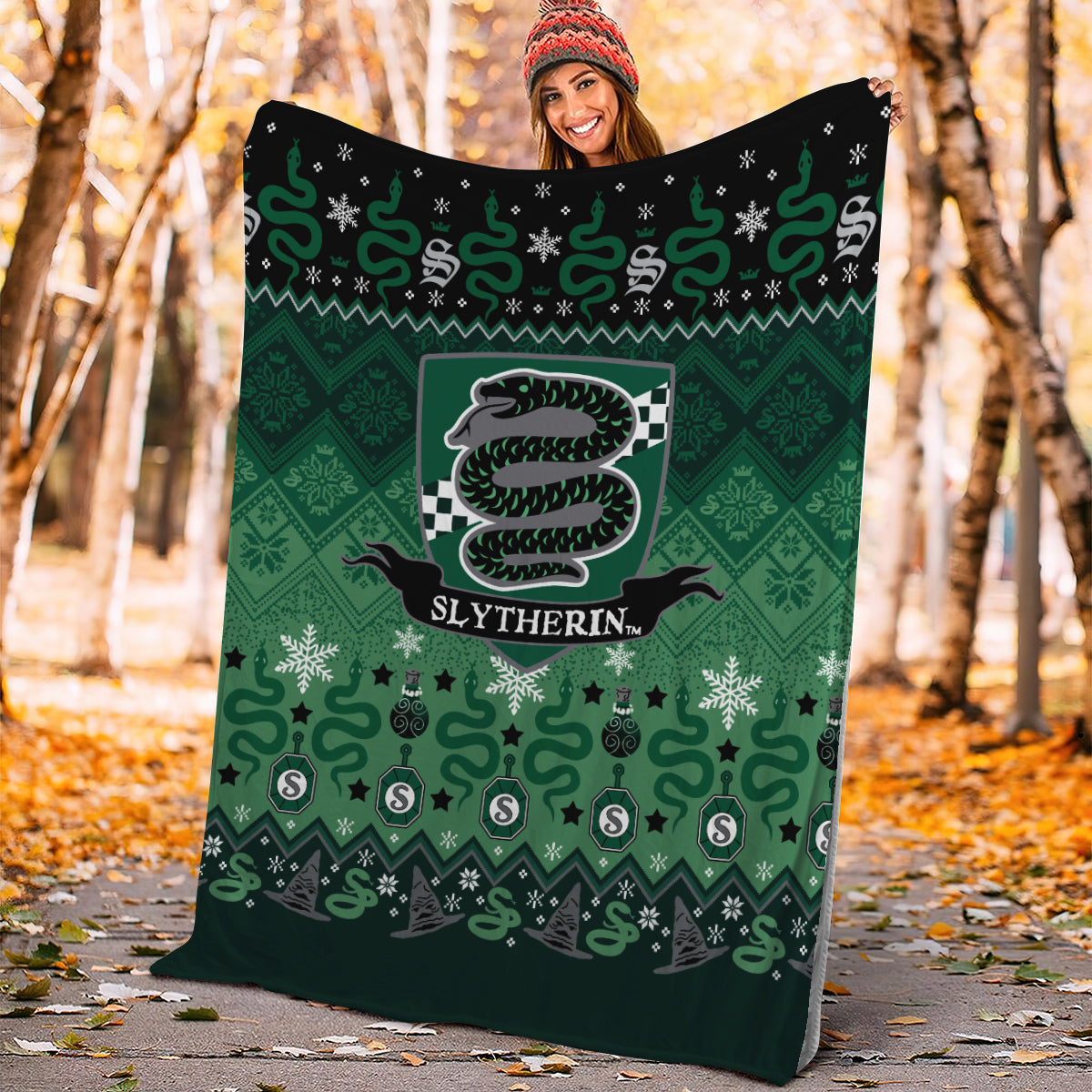 Harry Potter Slytherin Green Christmas Premium Blanket Nearkii