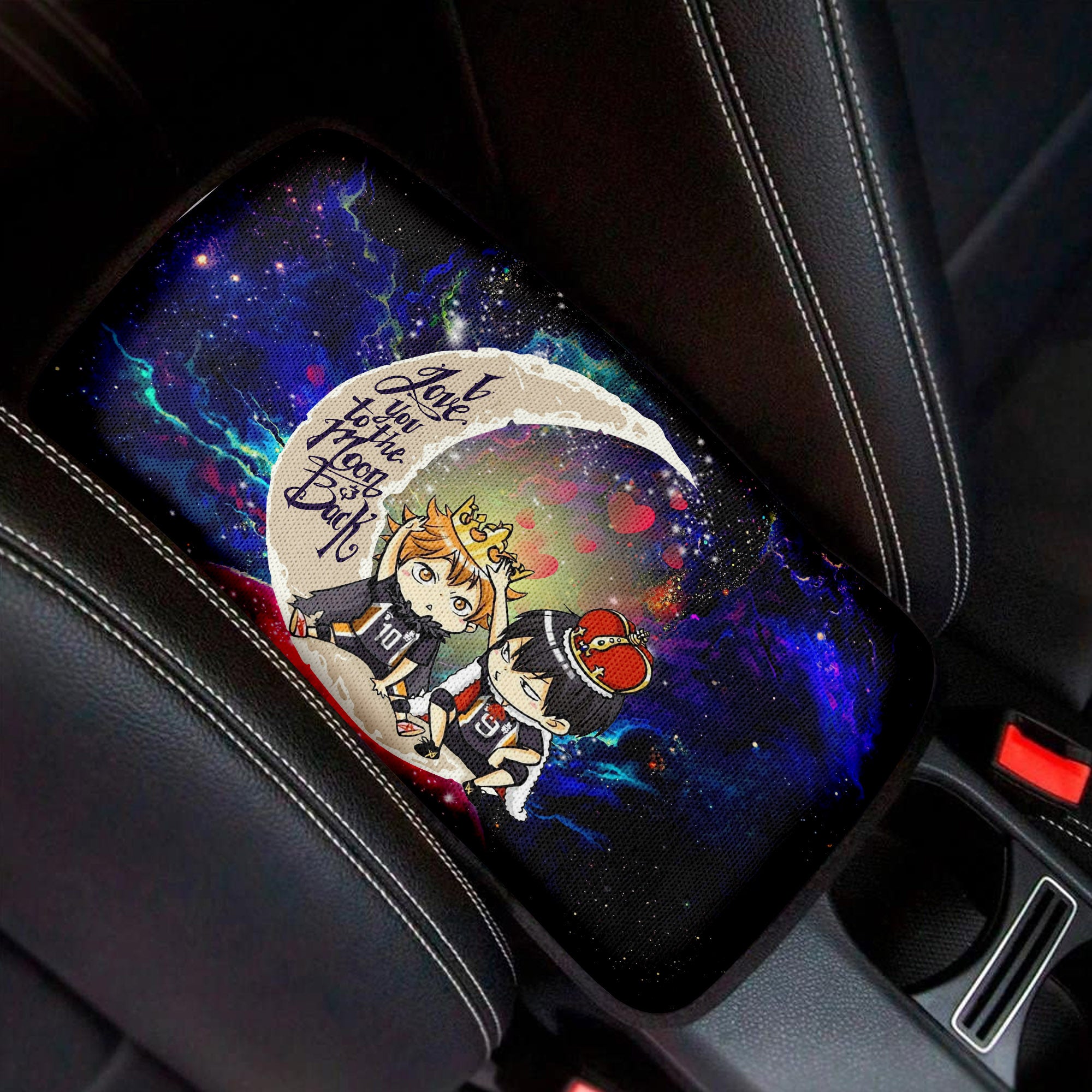 Hinata And Tobio Haikyuu Love To Moon Back Galaxy Premium Custom Armrest Center Console Cover Car Accessories Nearkii