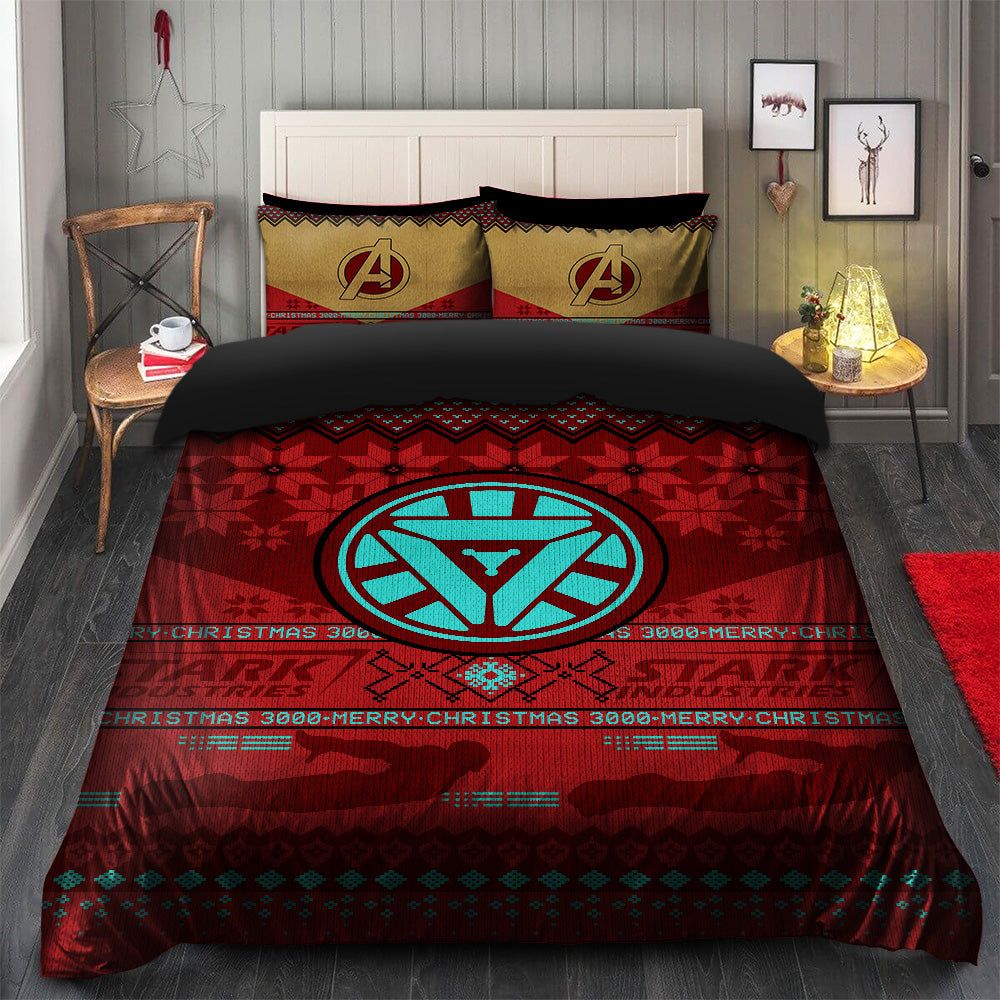 Iron Man Arc Reactor Christmas Bedding Set Duvet Cover And 2 Pillowcases Nearkii