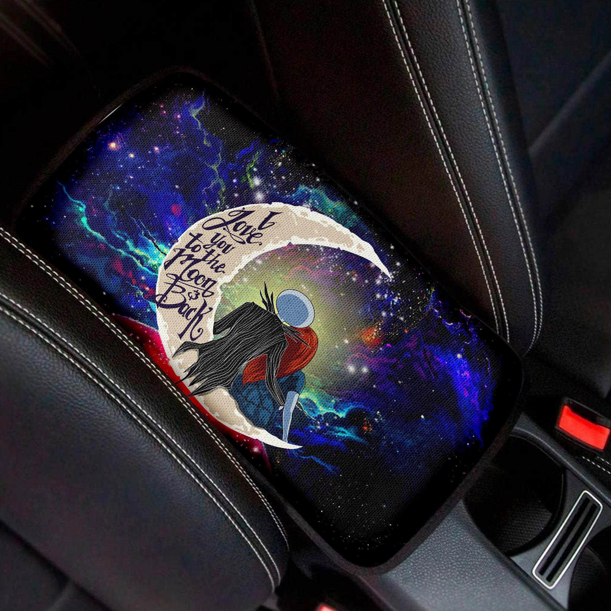 Jack And Sally Nightmare Before Christmas Love To Moon Back Galaxy Premium Custom Armrest Center Console Cover Car Accessories Nearkii