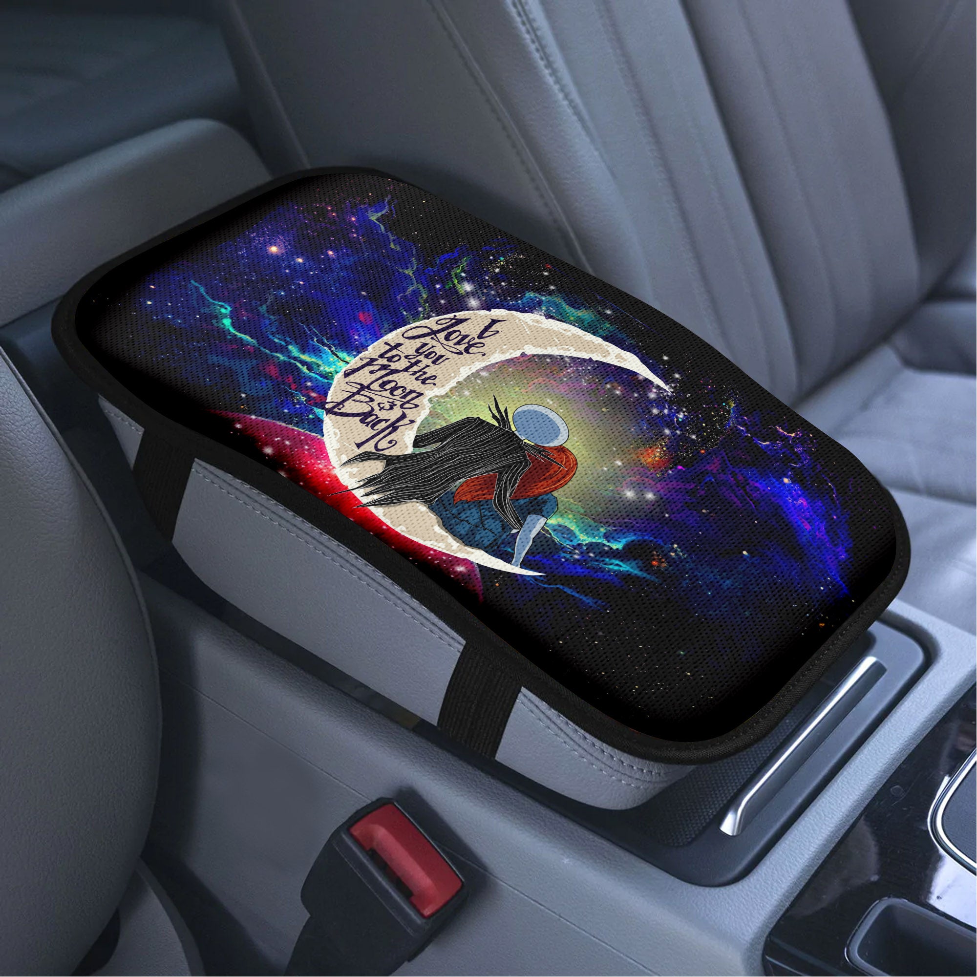 Jack And Sally Nightmare Before Christmas Love To Moon Back Galaxy Premium Custom Armrest Center Console Cover Car Accessories Nearkii