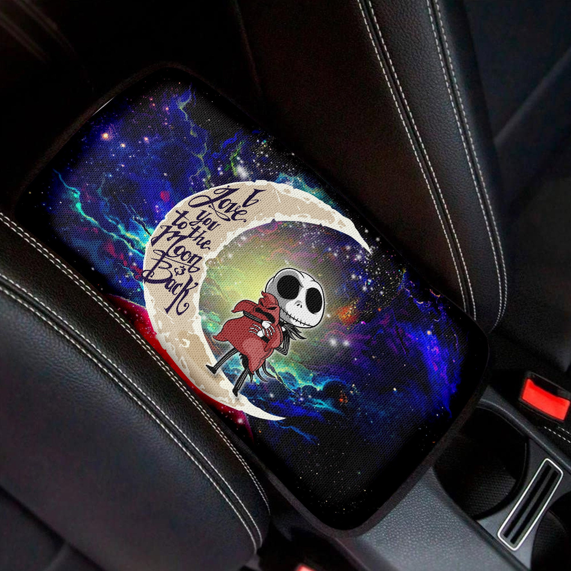 Jack Skellington Nightmare Before Christmas Love To Moon Back Galaxy Premium Custom Armrest Center Console Cover Car Accessories Nearkii