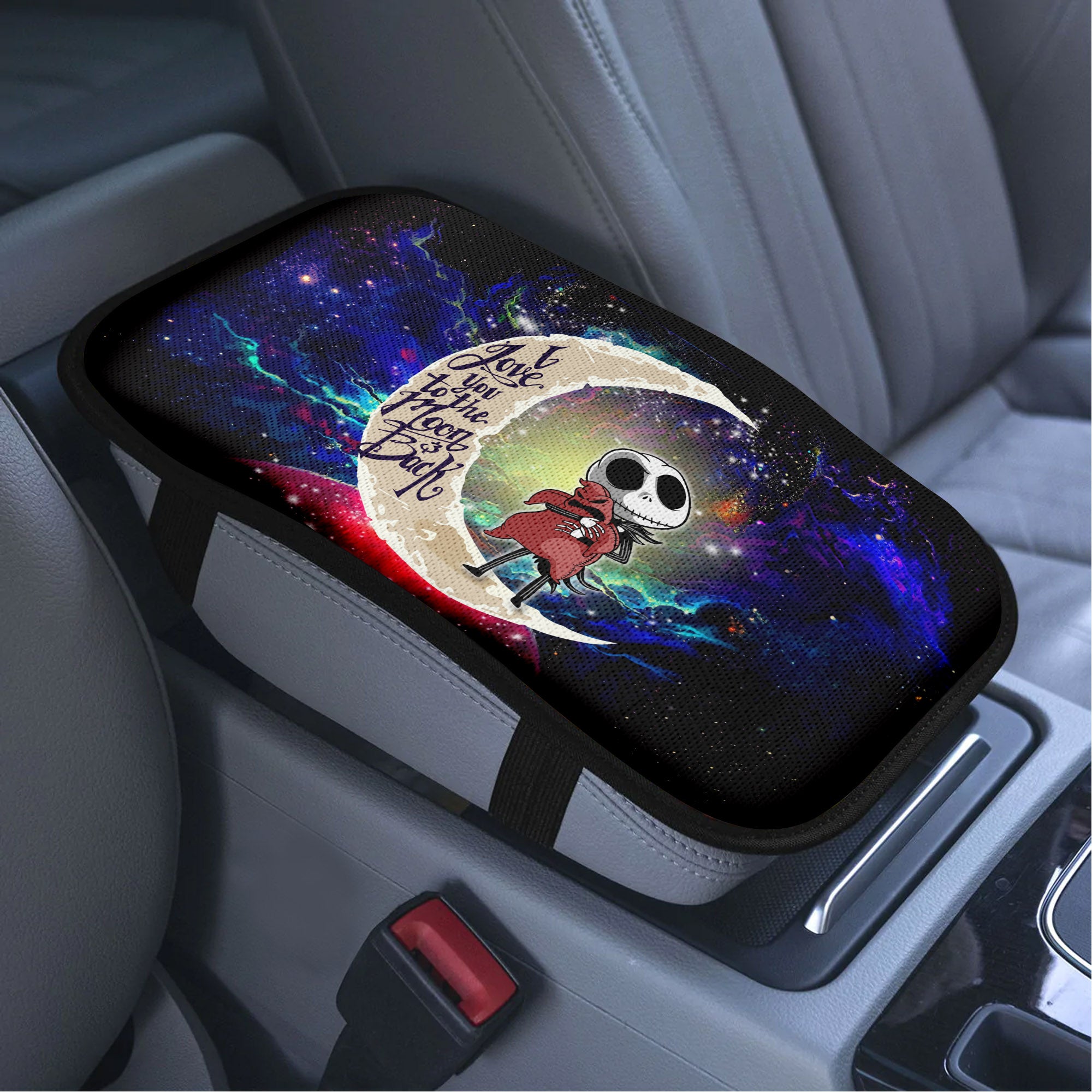 Jack Skellington Nightmare Before Christmas Love To Moon Back Galaxy Premium Custom Armrest Center Console Cover Car Accessories Nearkii