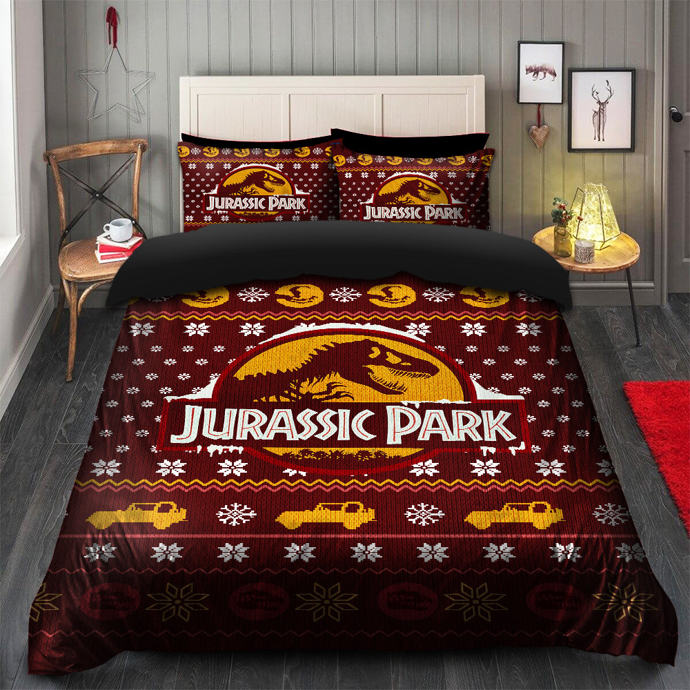 Jurassic Park Trex Christmas Bedding Set Duvet Cover And 2 Pillowcases Nearkii