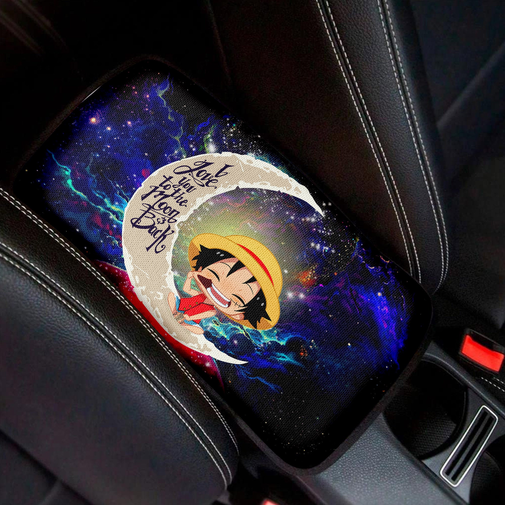 Luffy One Piece Love To Moon Back Galaxy Premium Custom Armrest Center Console Cover Car Accessories Nearkii