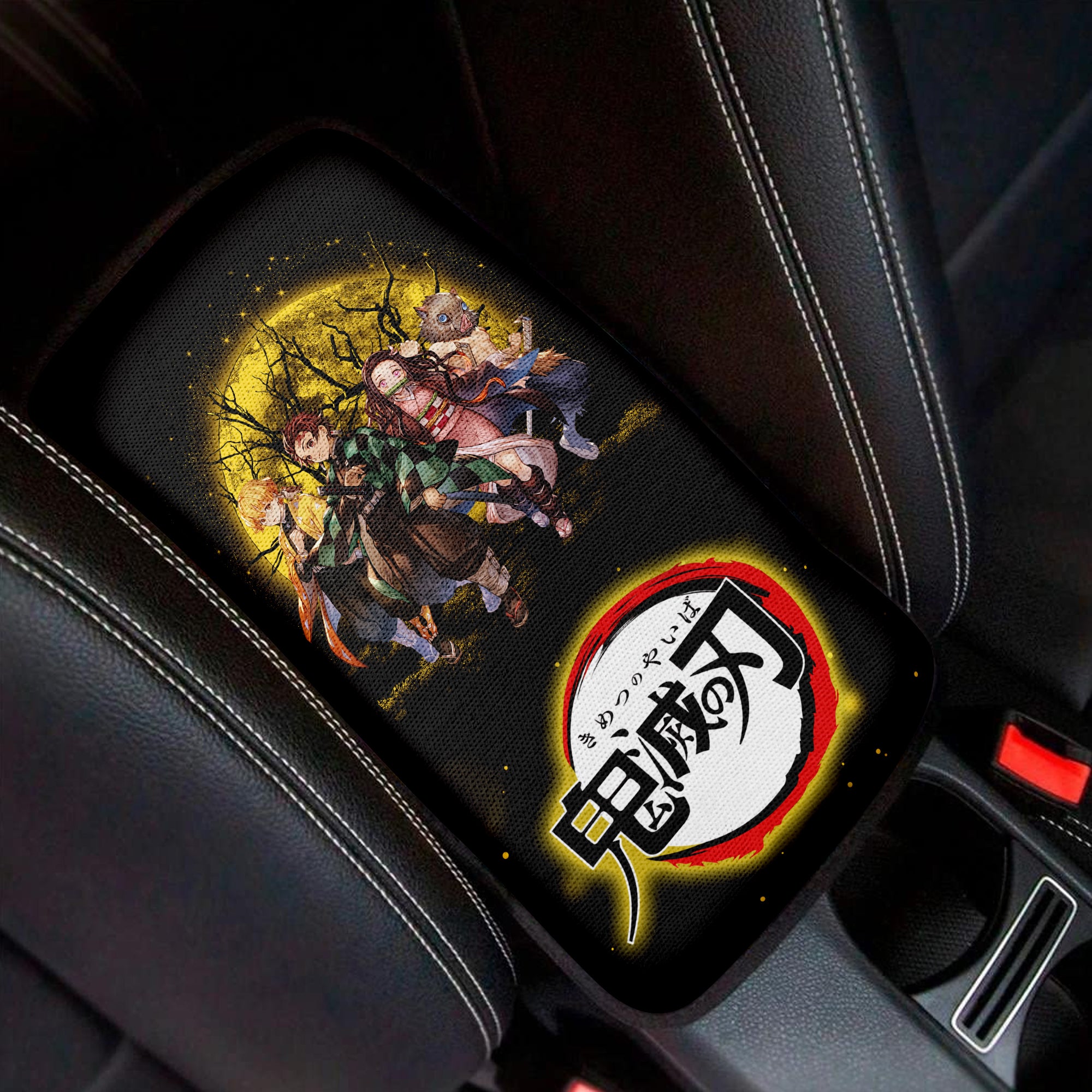 Demon Slayer Team Moonlight Premium Custom Armrest Center Console Cover Car Accessories Nearkii