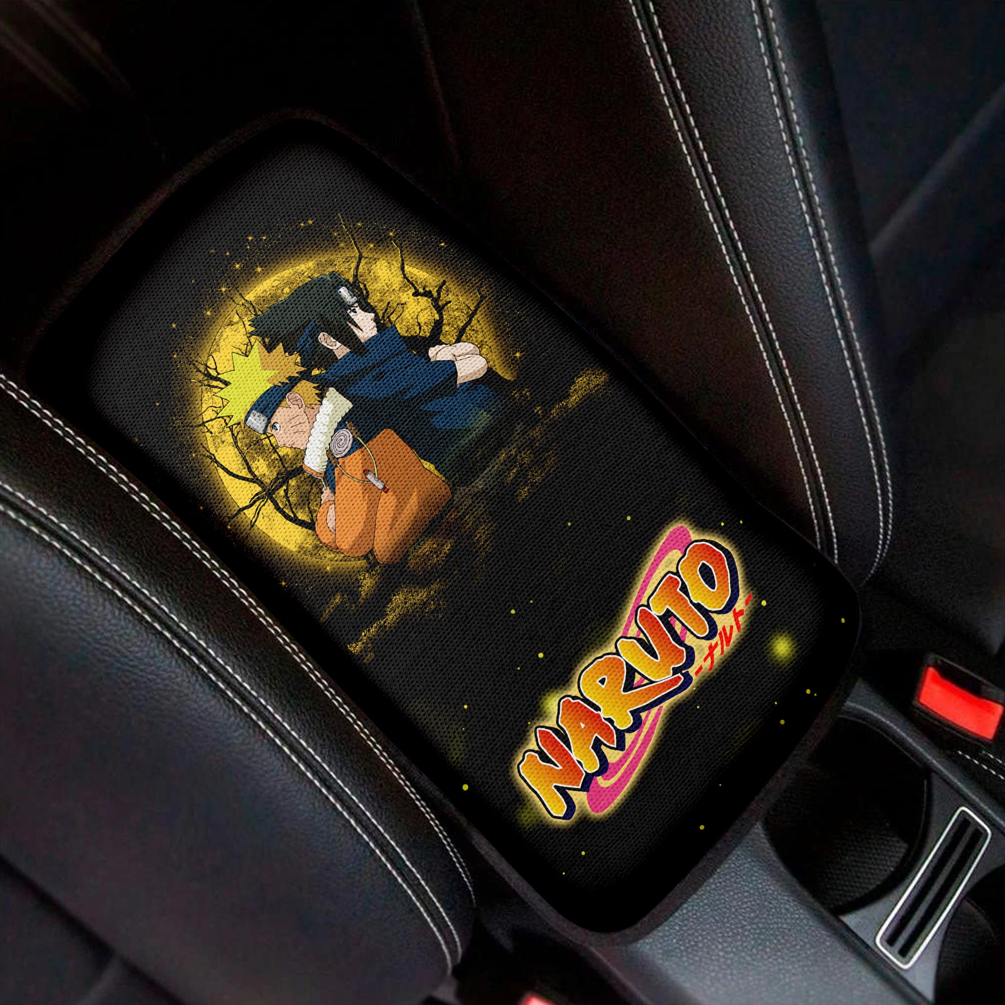 Naruto Sasuke Moonlight Premium Custom Armrest Center Console Cover Car Accessories Nearkii