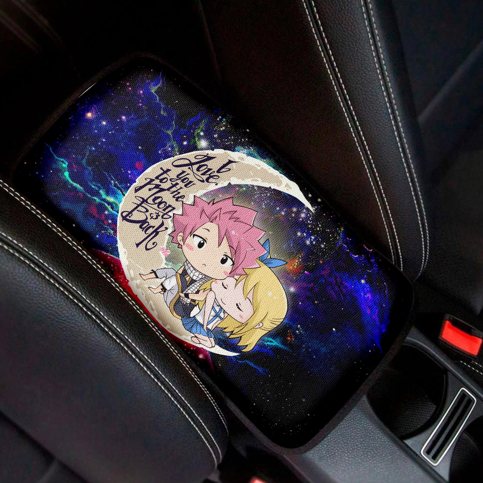 Natsu Fairy Tail Anime Love To Moon Back Galaxy Premium Custom Armrest Center Console Cover Car Accessories Nearkii
