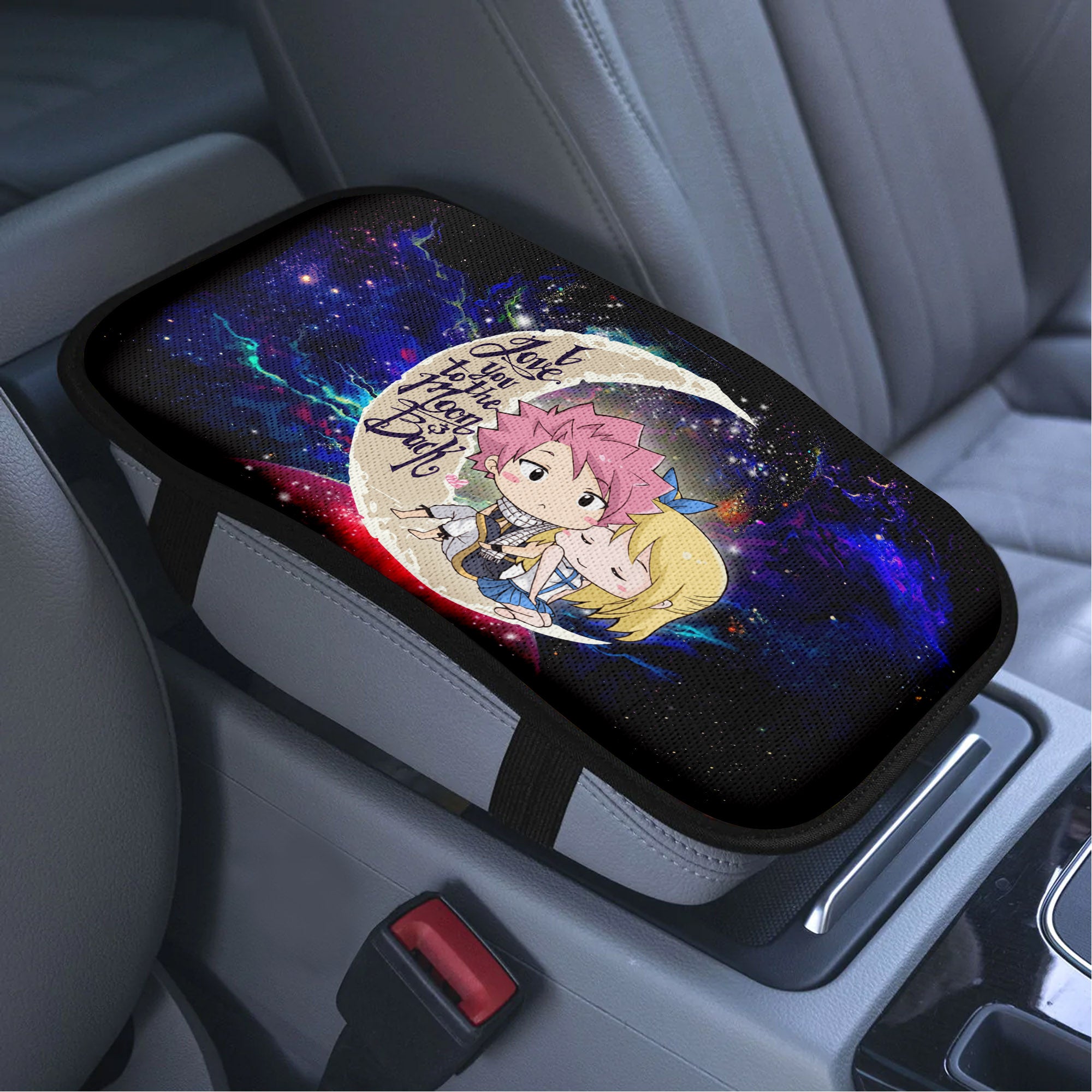 Natsu Fairy Tail Anime Love To Moon Back Galaxy Premium Custom Armrest Center Console Cover Car Accessories Nearkii
