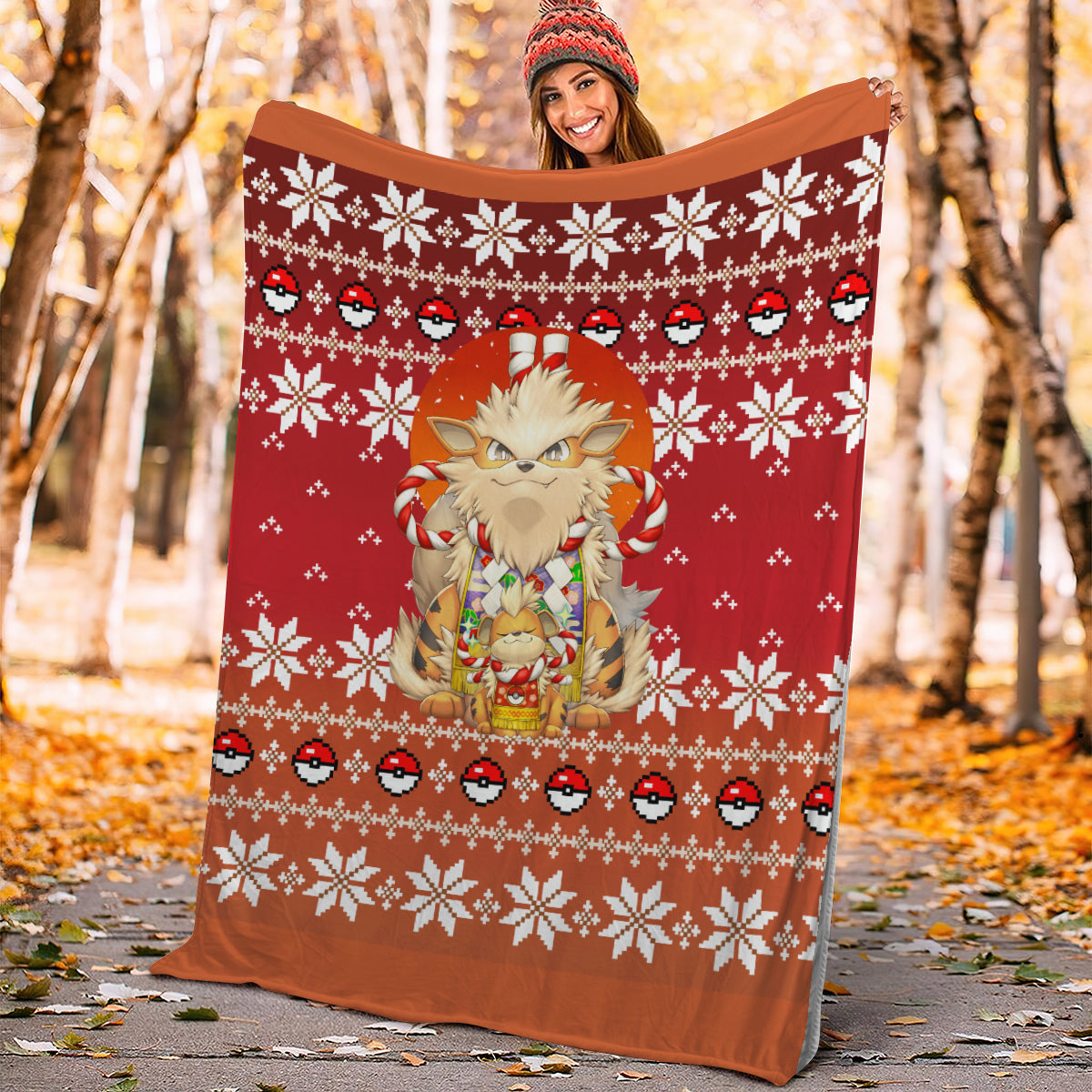 Pokemon Arcanine Ugly Christmas Premium Blanket Nearkii