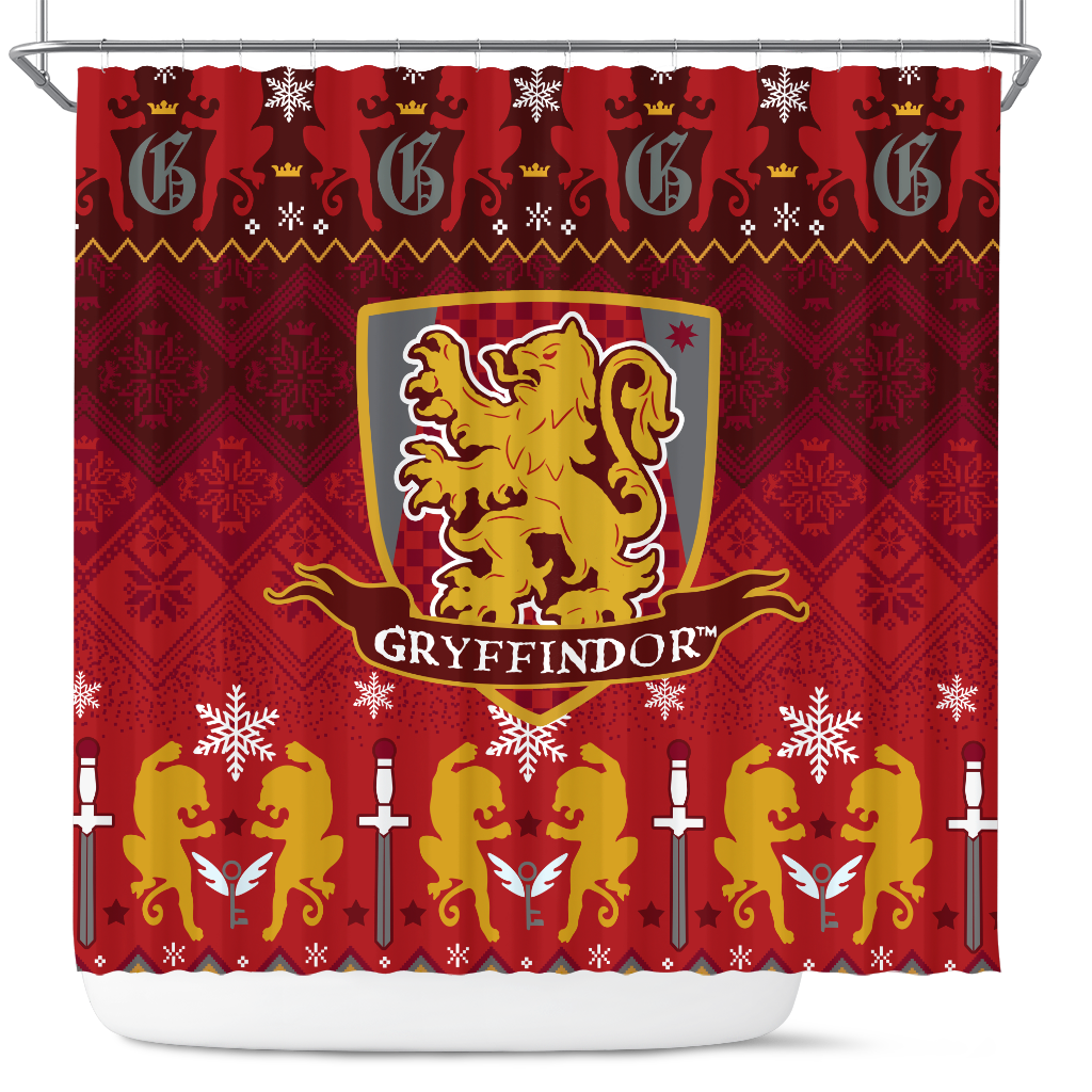 Premium Gryffindor Harry Potter Christmas Shower Curtain Nearkii