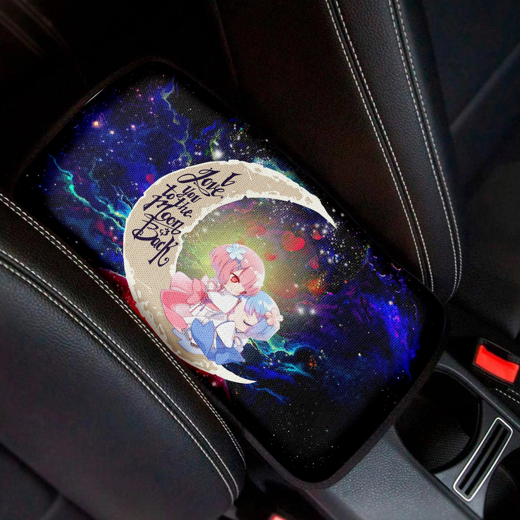 Ram And Rem Rezero Love To Moon Back Galaxy Premium Custom Armrest Center Console Cover Car Accessories Nearkii