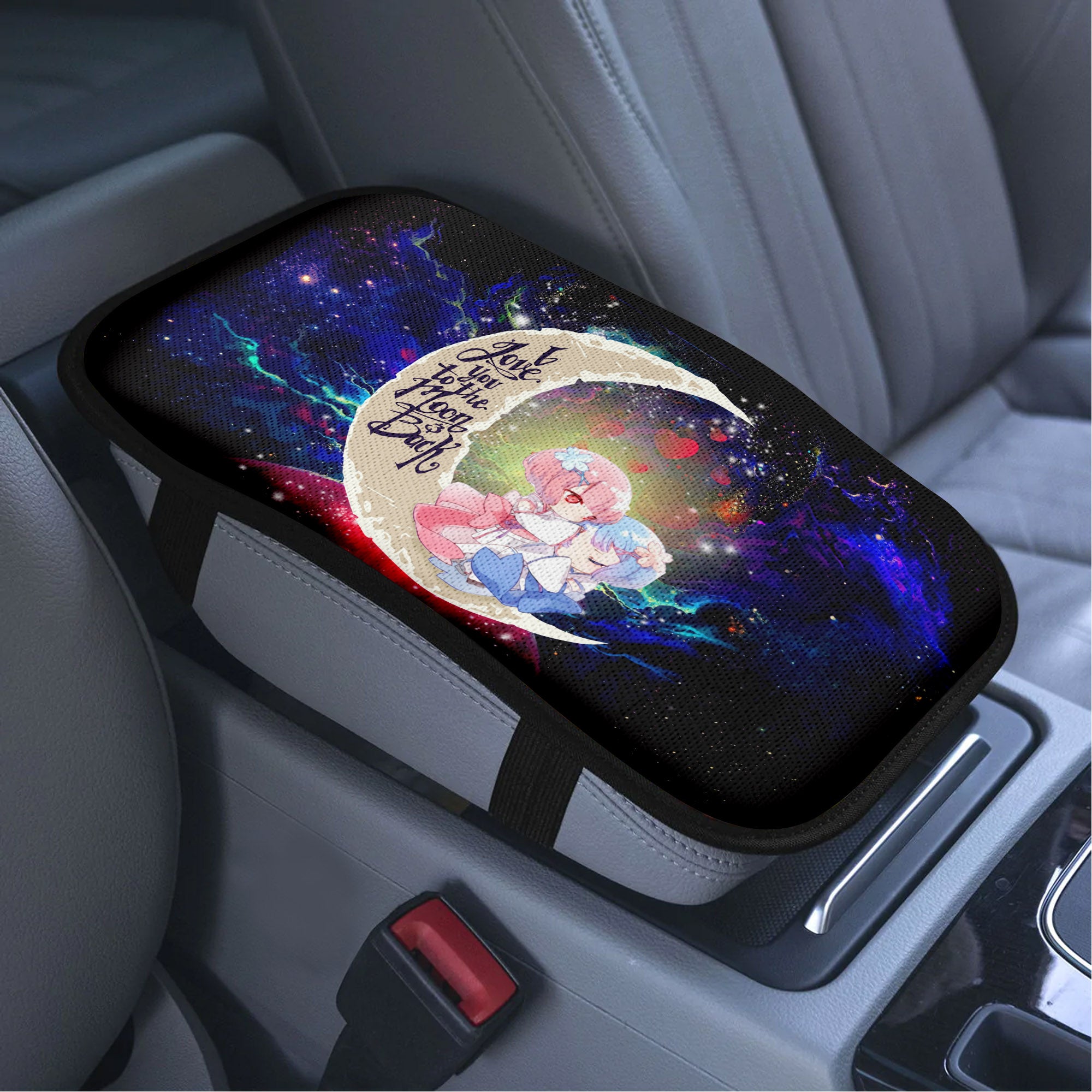 Ram And Rem Rezero Love To Moon Back Galaxy Premium Custom Armrest Center Console Cover Car Accessories Nearkii