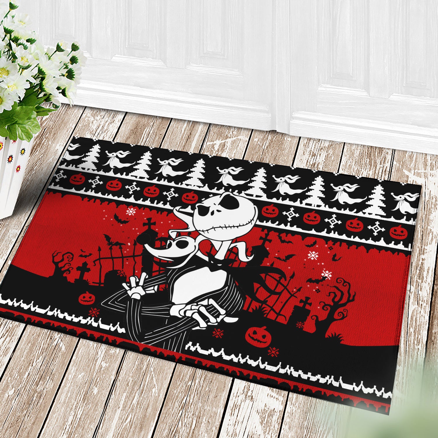 Red Jack Skellington Nightmare Before Christmas Doormat Home Decor Nearkii