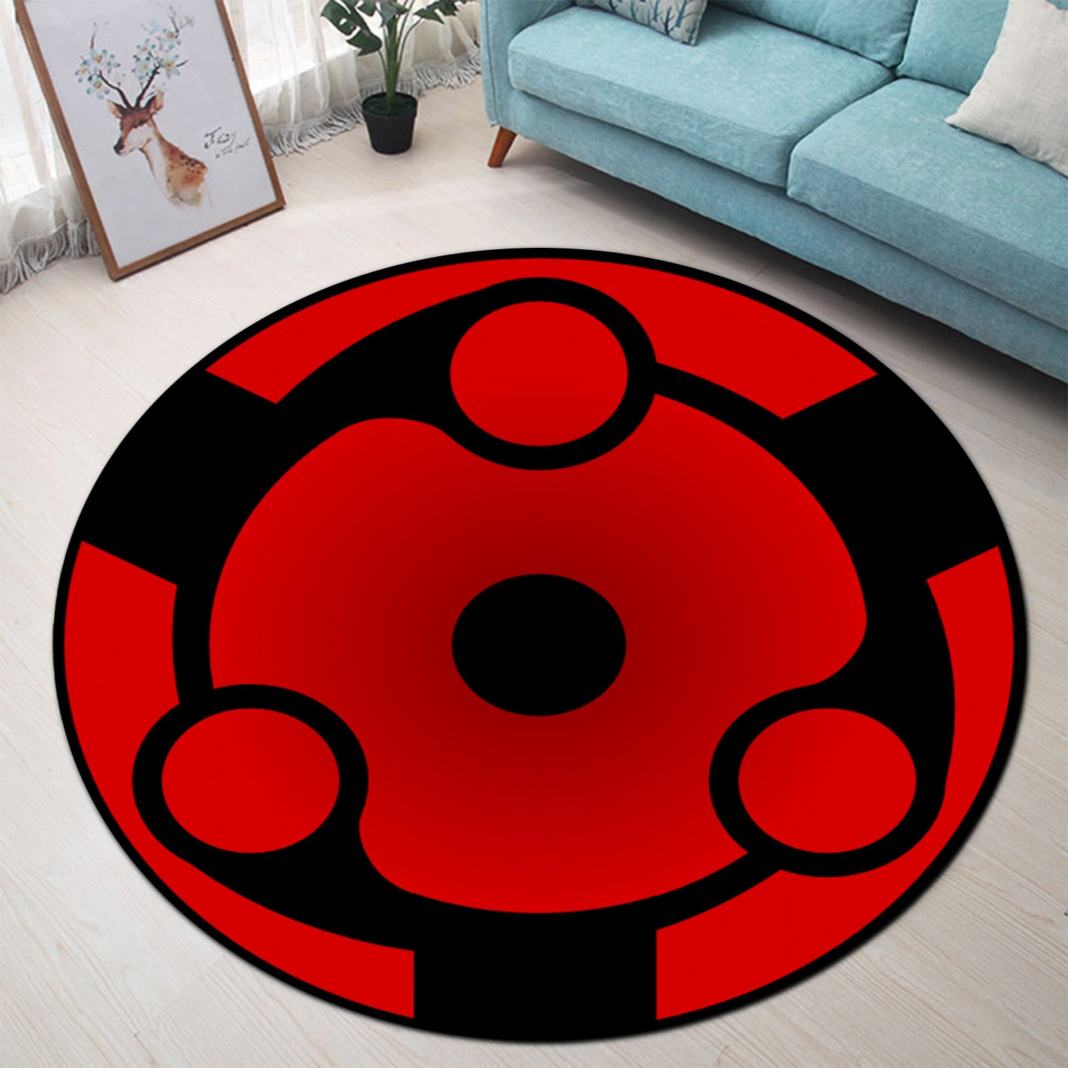 Uchiha Madara Mangekyou Sharingan Naruto Anime Round Carpet Rug Bedroom Livingroom Home Decor Nearkii