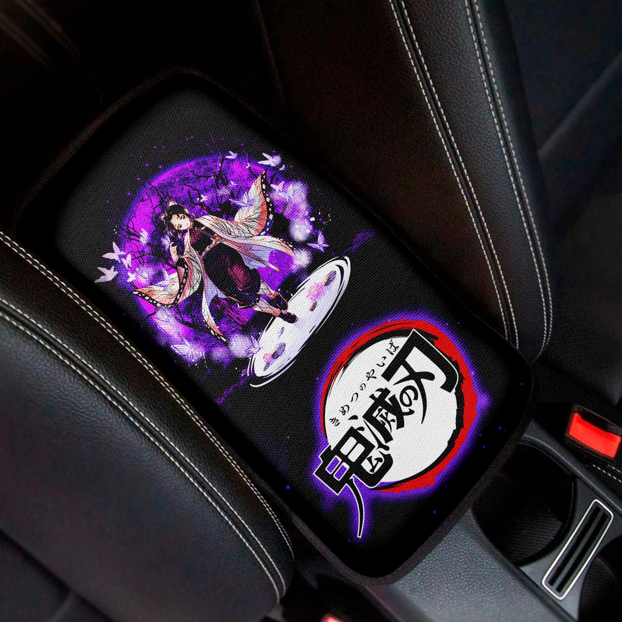 Shinobu Demon Slayer Moonlight Premium Custom Armrest Center Console Cover Car Accessories Nearkii