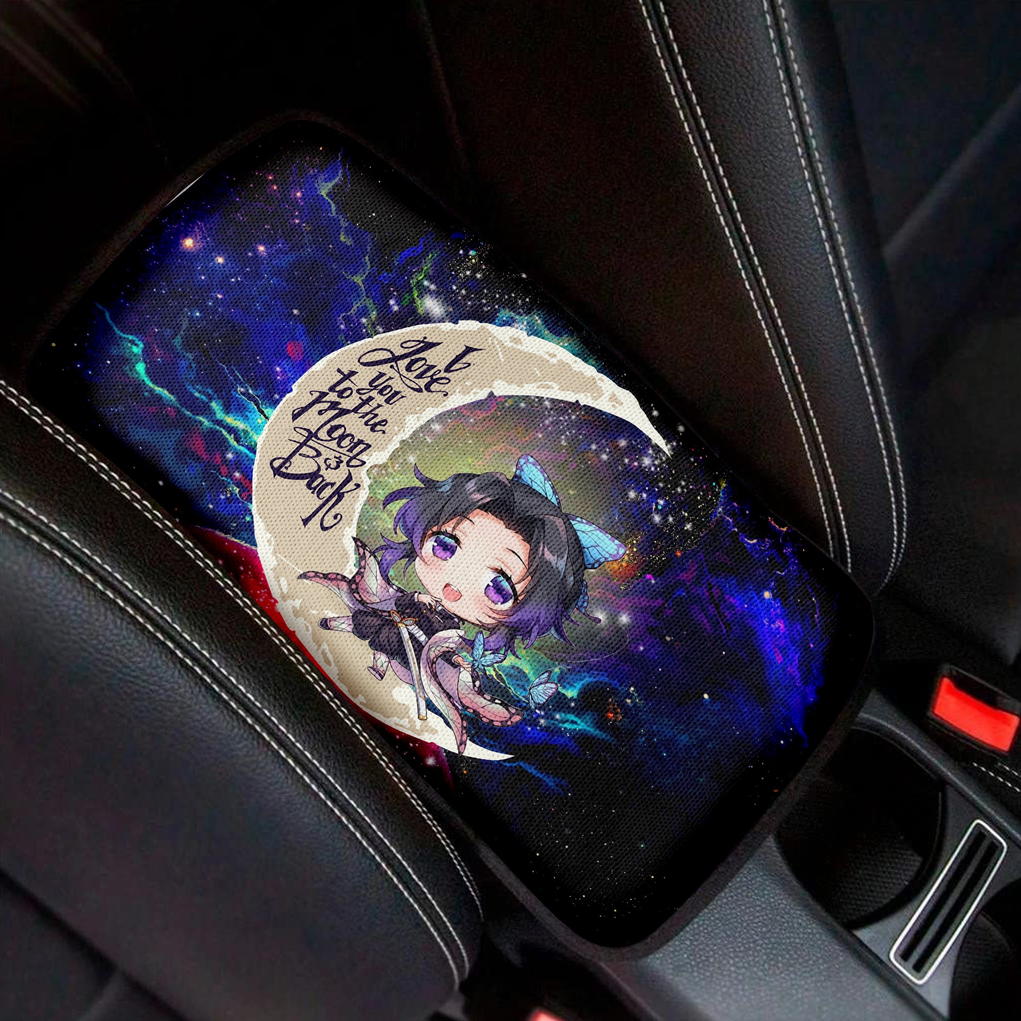 Shinobu Demon Slayer Love To Moon Back Galaxy Premium Custom Armrest Center Console Cover Car Accessories Nearkii
