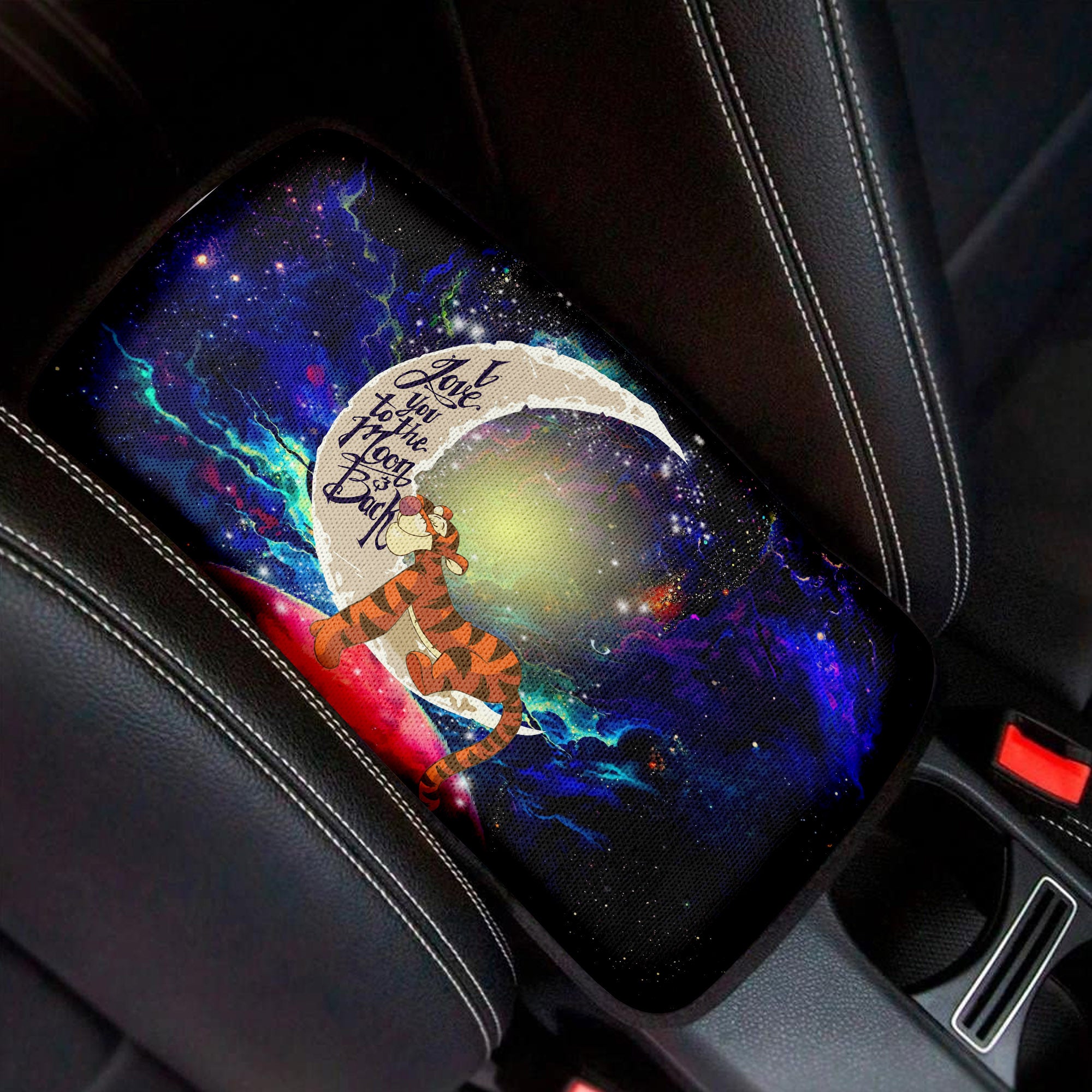 Tiger Winnie The Pooh Love To Moon Back Galaxy Premium Custom Armrest Center Console Cover Car Accessories Nearkii