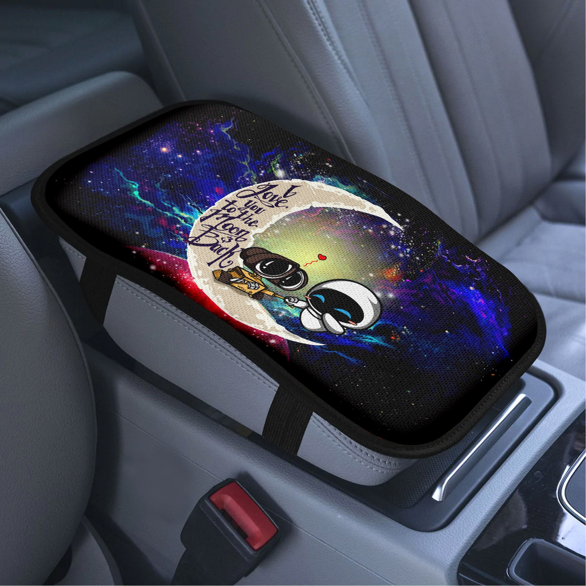 Wall - E Couple Love To Moon Back Galaxy Premium Custom Armrest Center Console Cover Car Accessories Nearkii