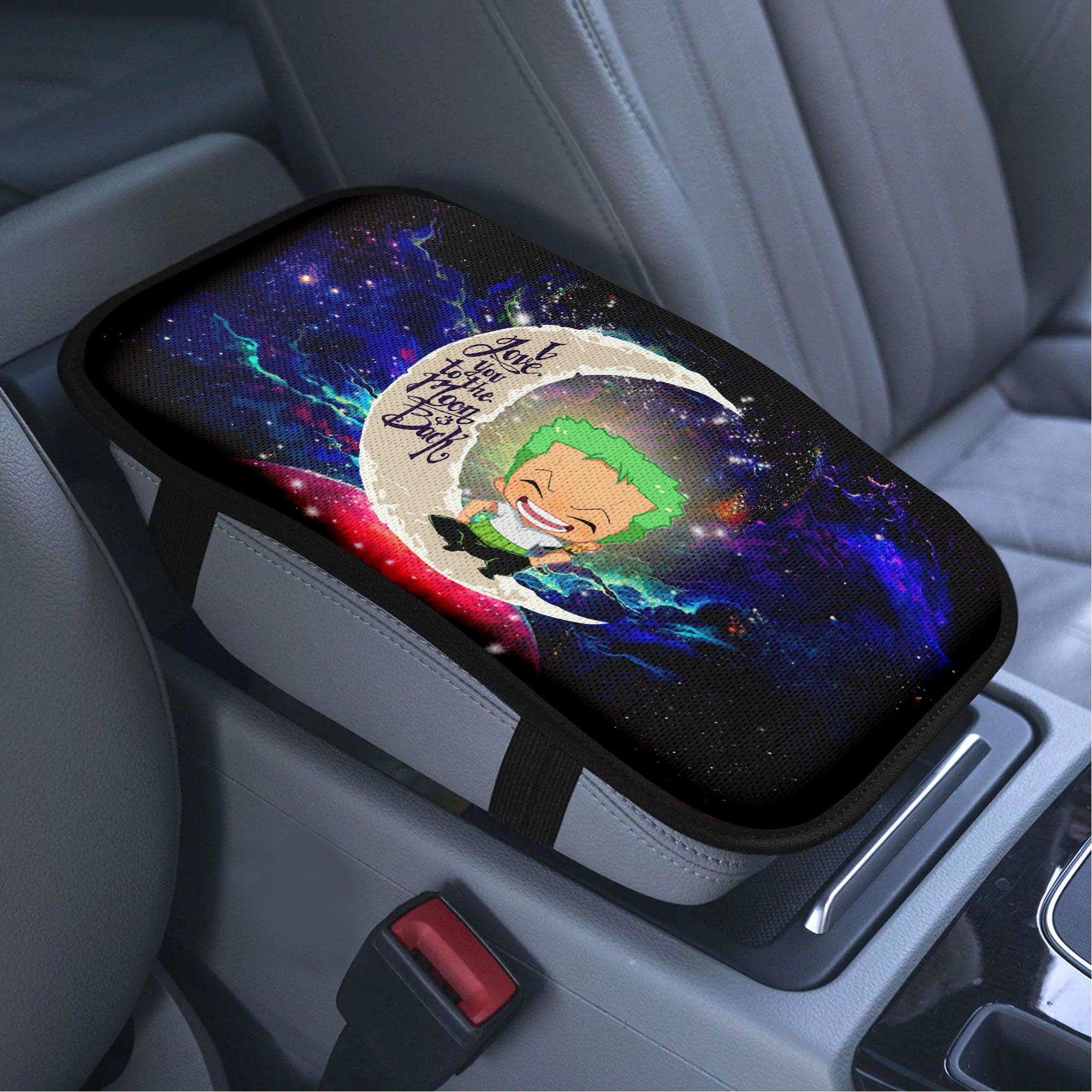 Zoro One Piece Love To Moon Back Galaxy Premium Custom Armrest Center Console Cover Car Accessories Nearkii