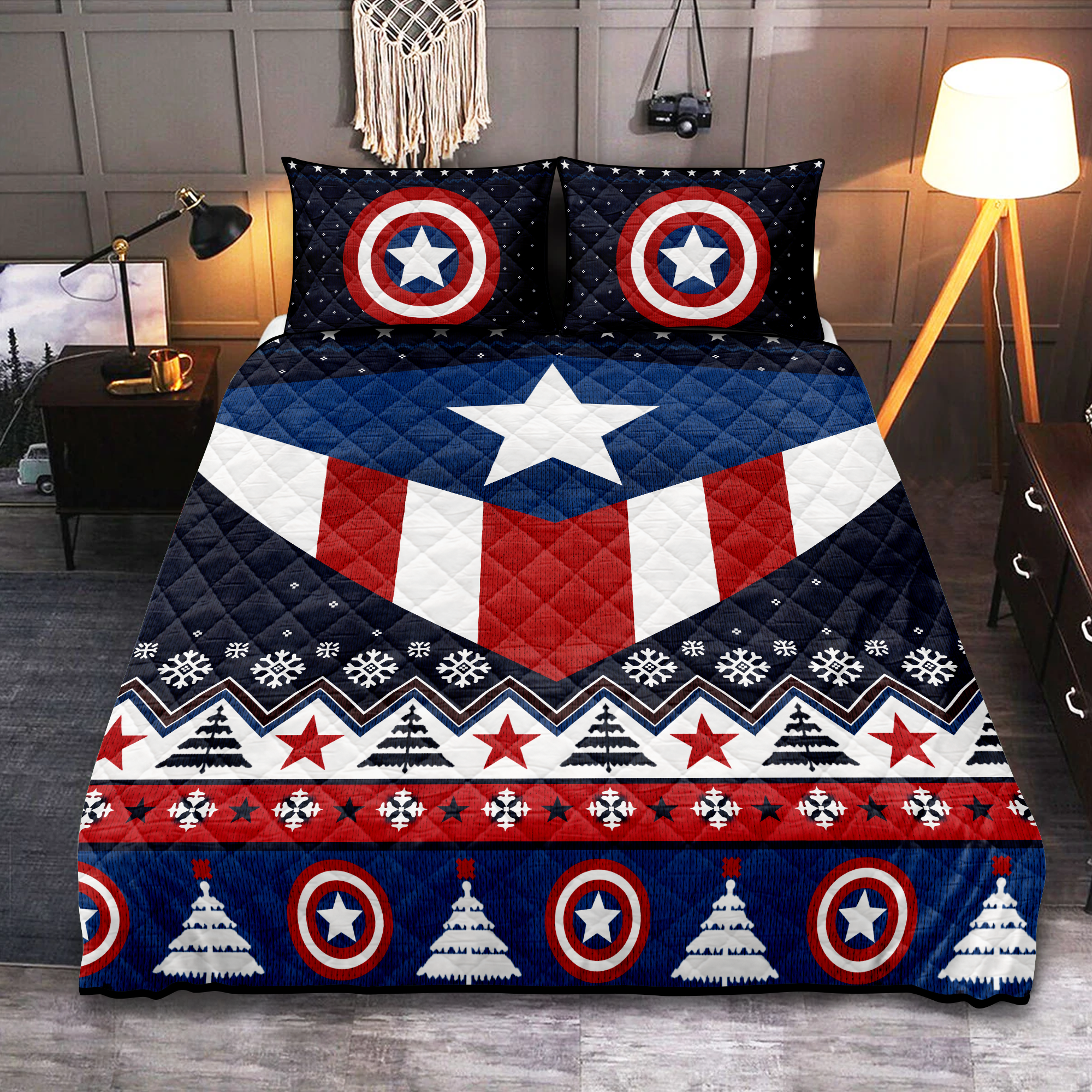Captain America Christmas Quilt Bed Sets Nearkii