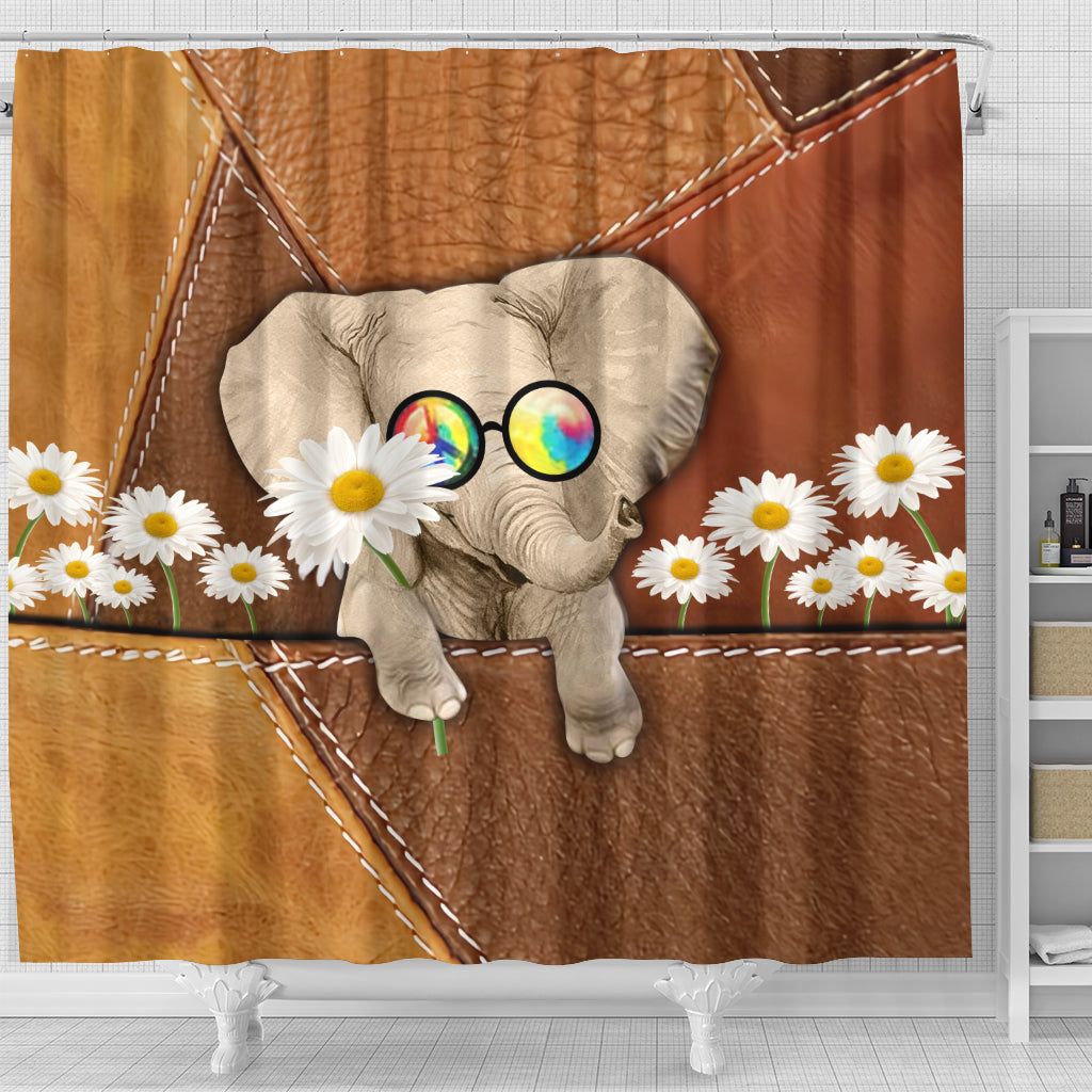 Cute Elephant Flower Shower Curtain Nearkii