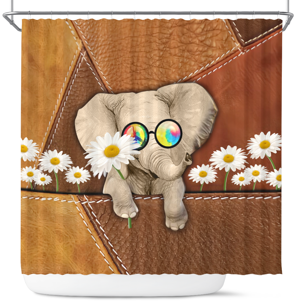 Cute Elephant Flower Shower Curtain Nearkii