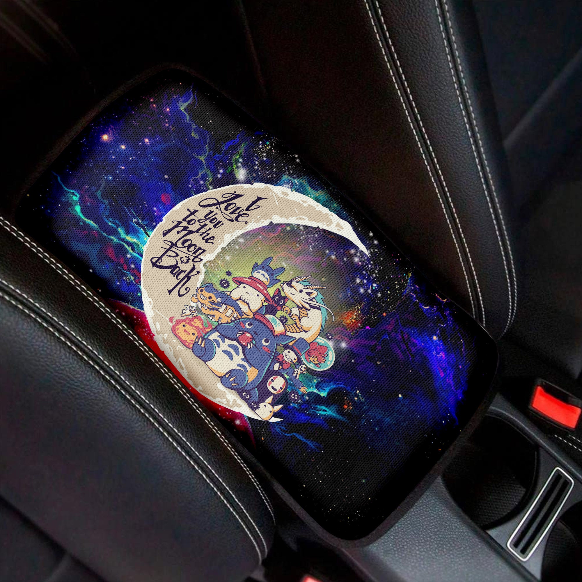 Ghibli Character Love To Moon Back Galaxy Premium Custom Armrest Center Console Cover Car Accessories Nearkii
