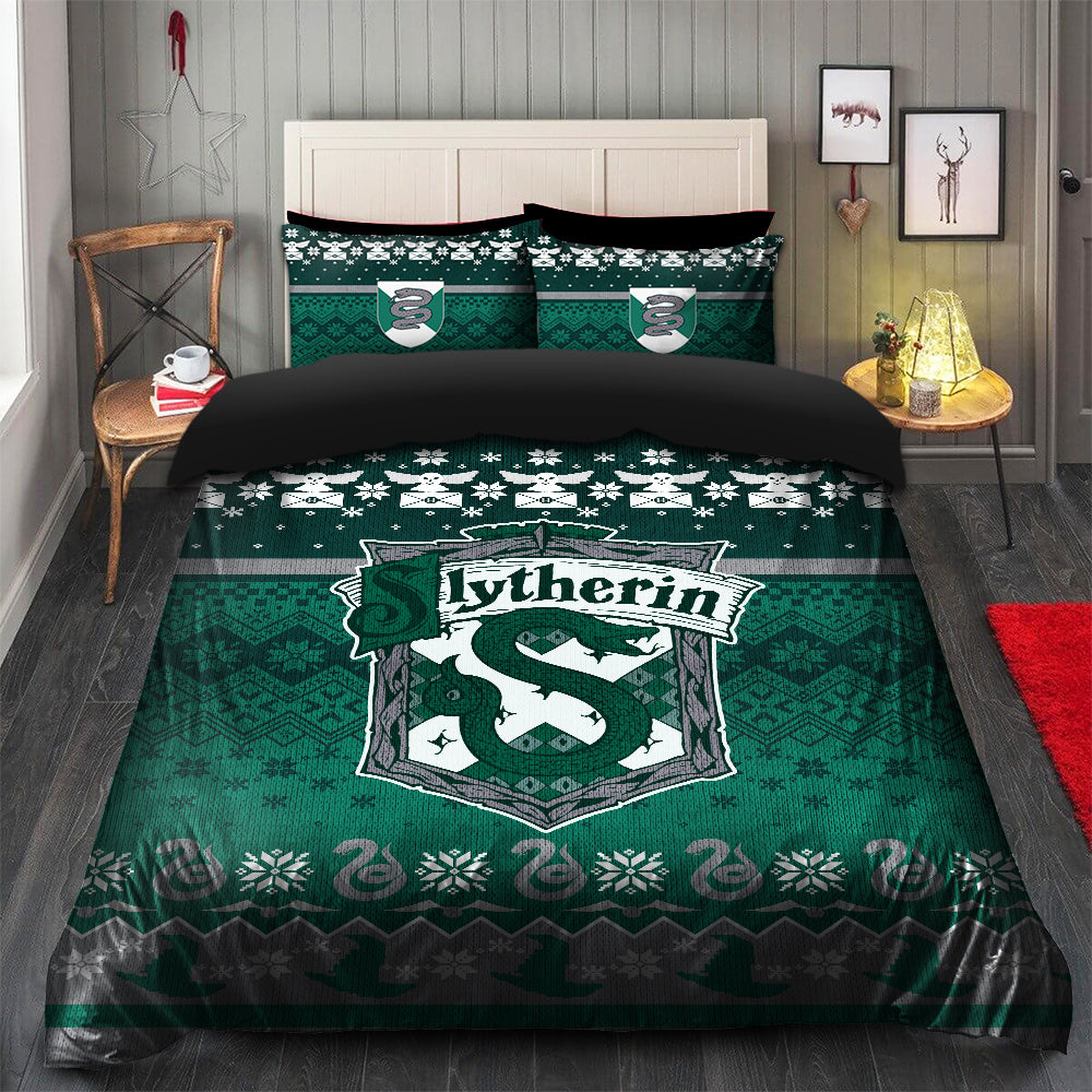 Harry Potter Slytherin 1 Christmas Bedding Set Duvet Cover And 2 Pillowcases Nearkii