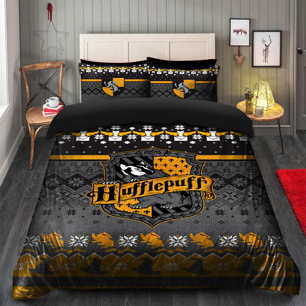 Hufflepuff Harry Potter Christmas Bedding Set Duvet Cover And 2 Pillowcases Nearkii