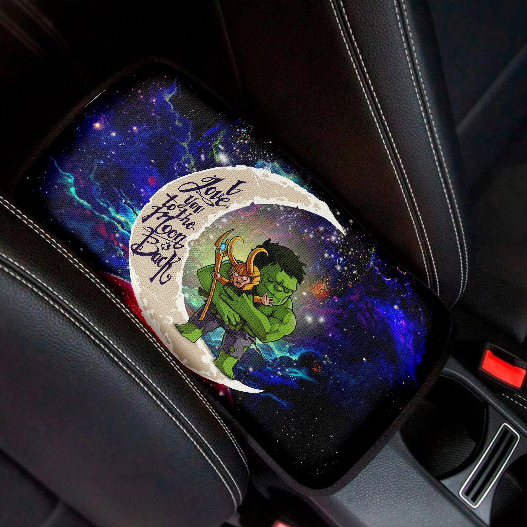 Hulk And Loki Love To Moon Back Galaxy Premium Custom Armrest Center Console Cover Car Accessories Nearkii