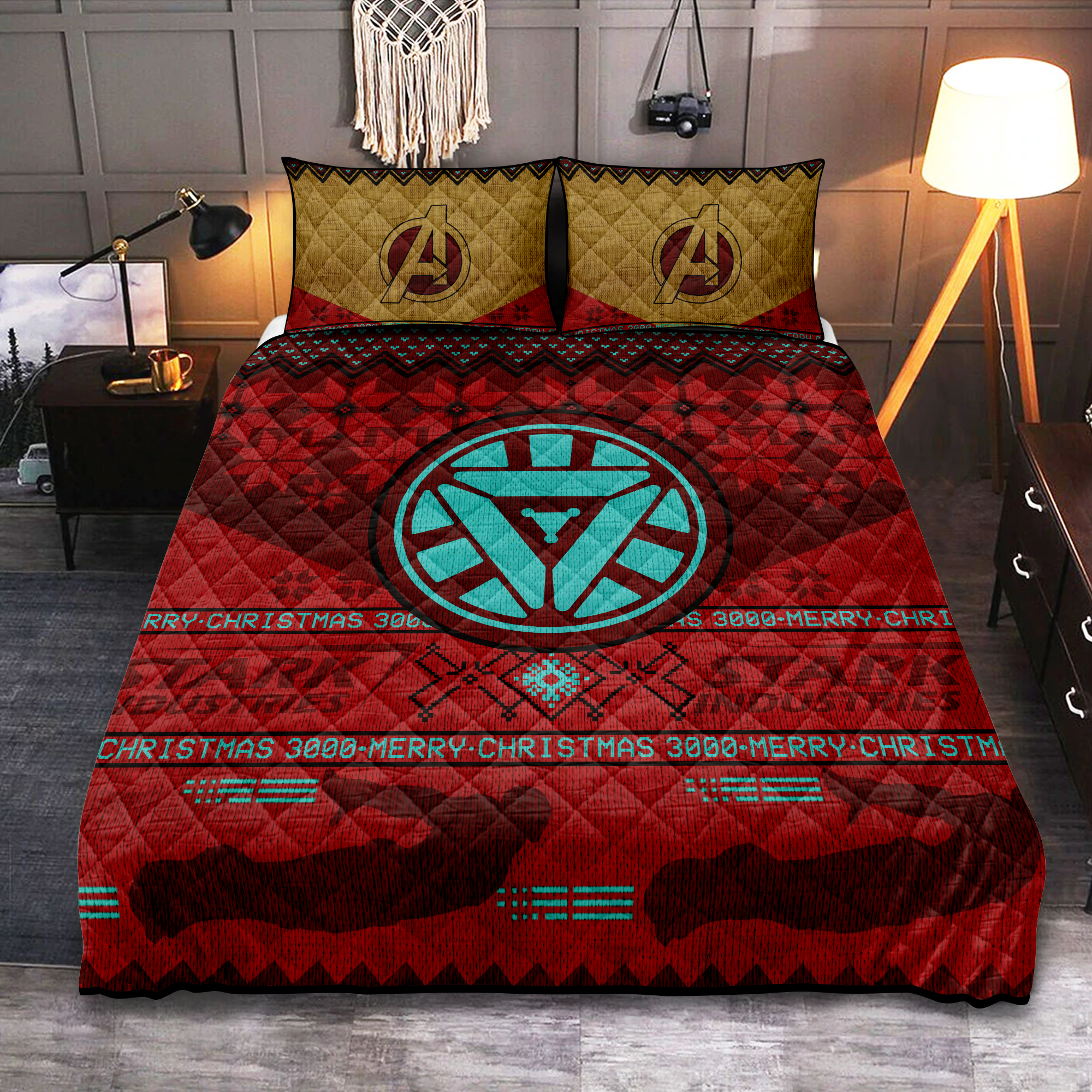 Iron Man Arc Reactor Christmas Quilt Bed Sets Nearkii