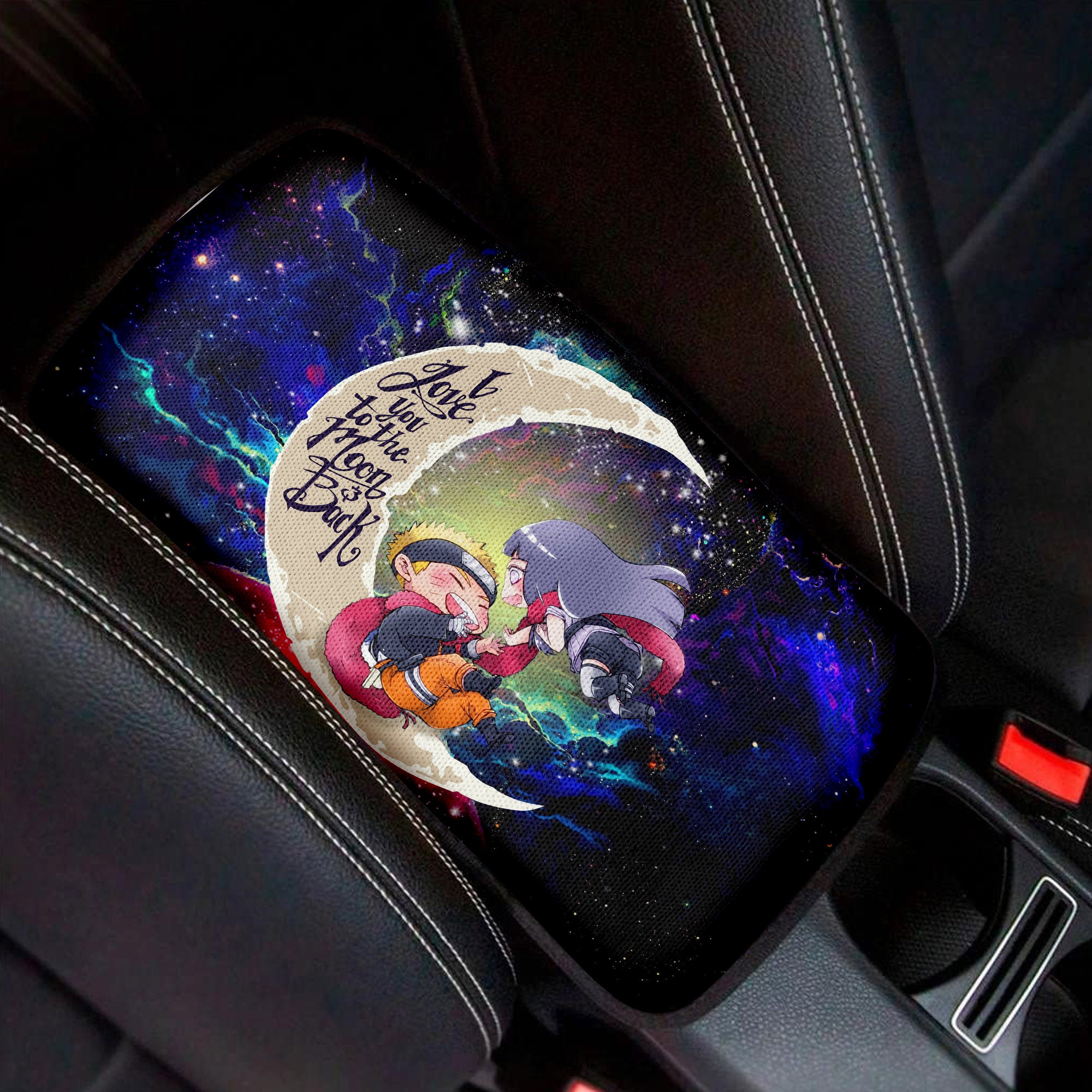 Naruto Couple Love To Moon Back Galaxy Premium Custom Armrest Center Console Cover Car Accessories Nearkii