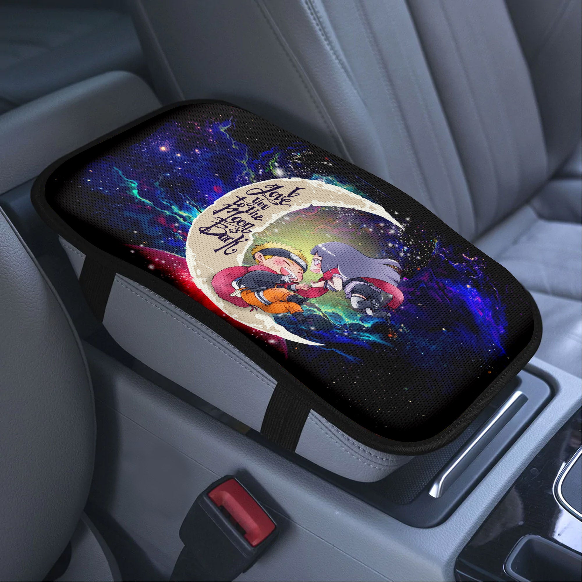 Naruto Couple Love To Moon Back Galaxy Premium Custom Armrest Center Console Cover Car Accessories Nearkii