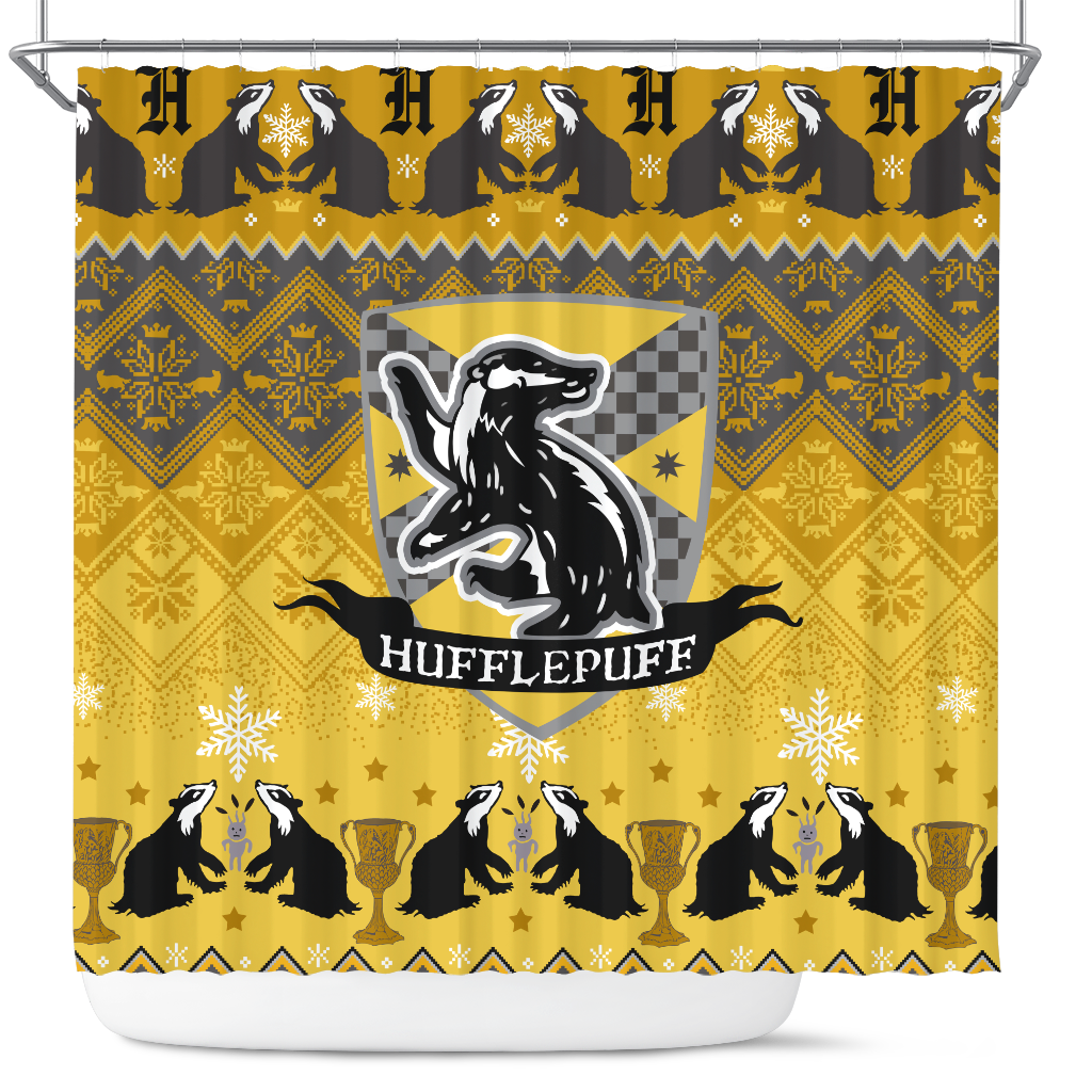 Premium Harry Potter Hufflepuff Yellow Christmas Shower Curtain Nearkii