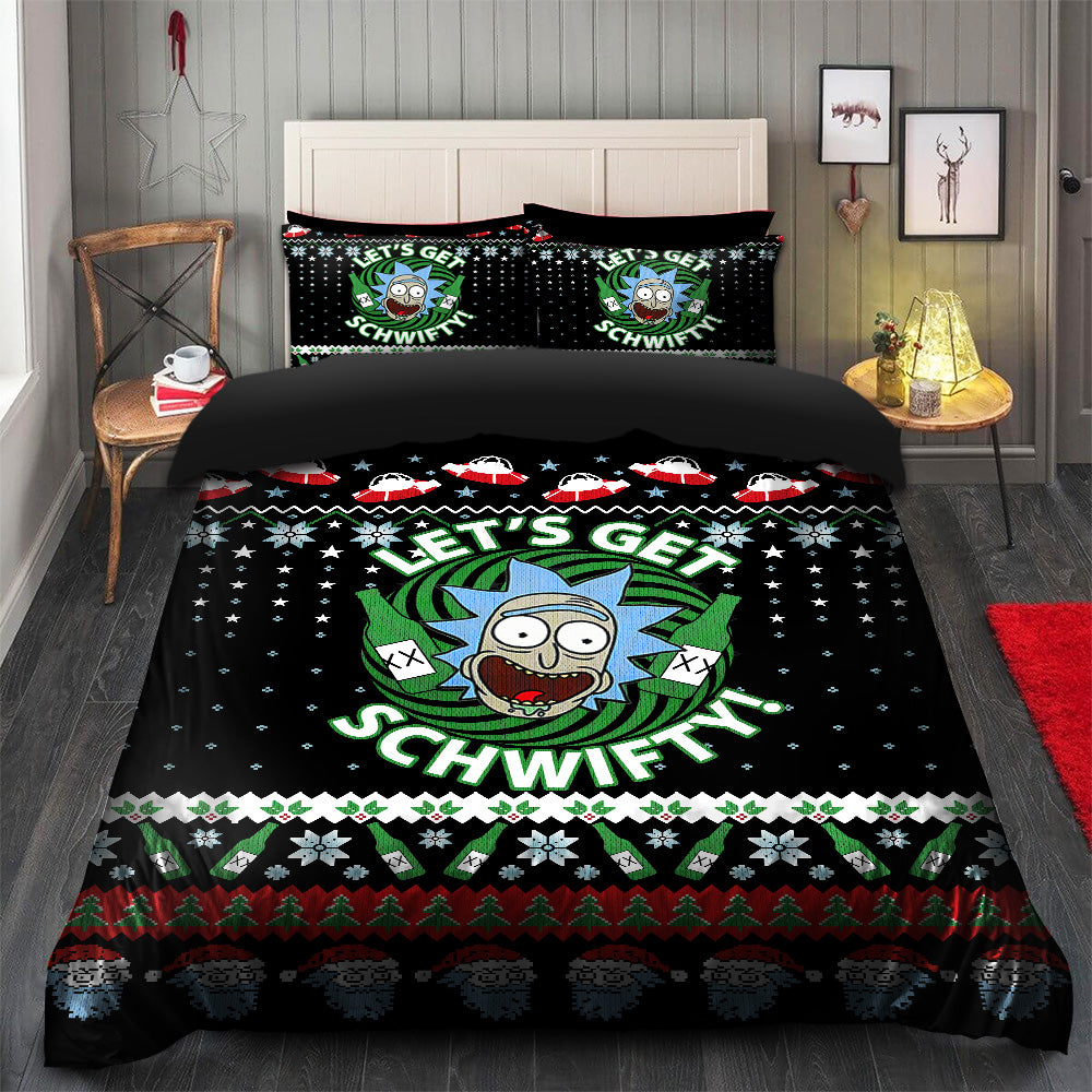 Rick And Morty Christmas Bedding Set Duvet Cover And 2 Pillowcases Nearkii