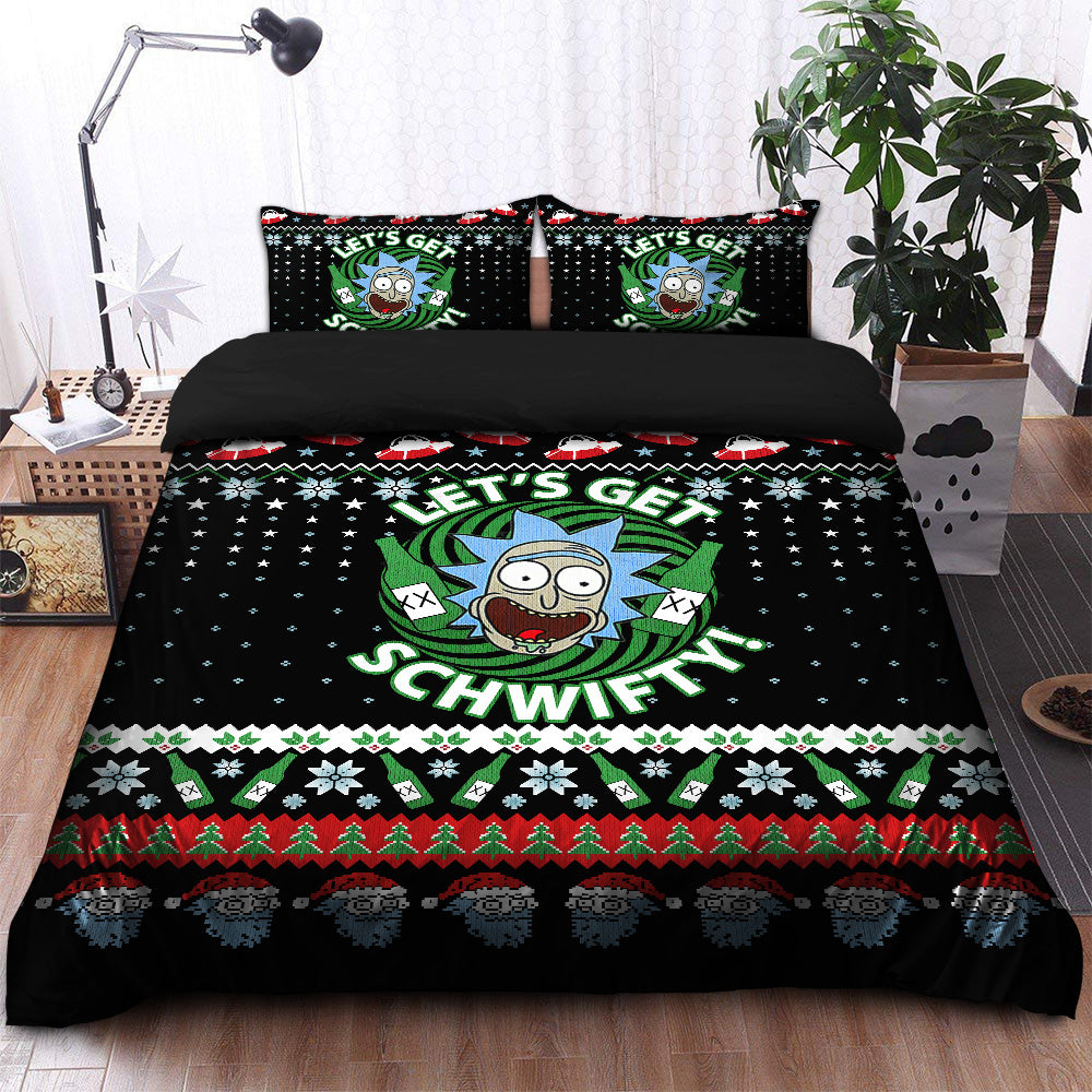 Rick And Morty Christmas Bedding Set Duvet Cover And 2 Pillowcases Nearkii
